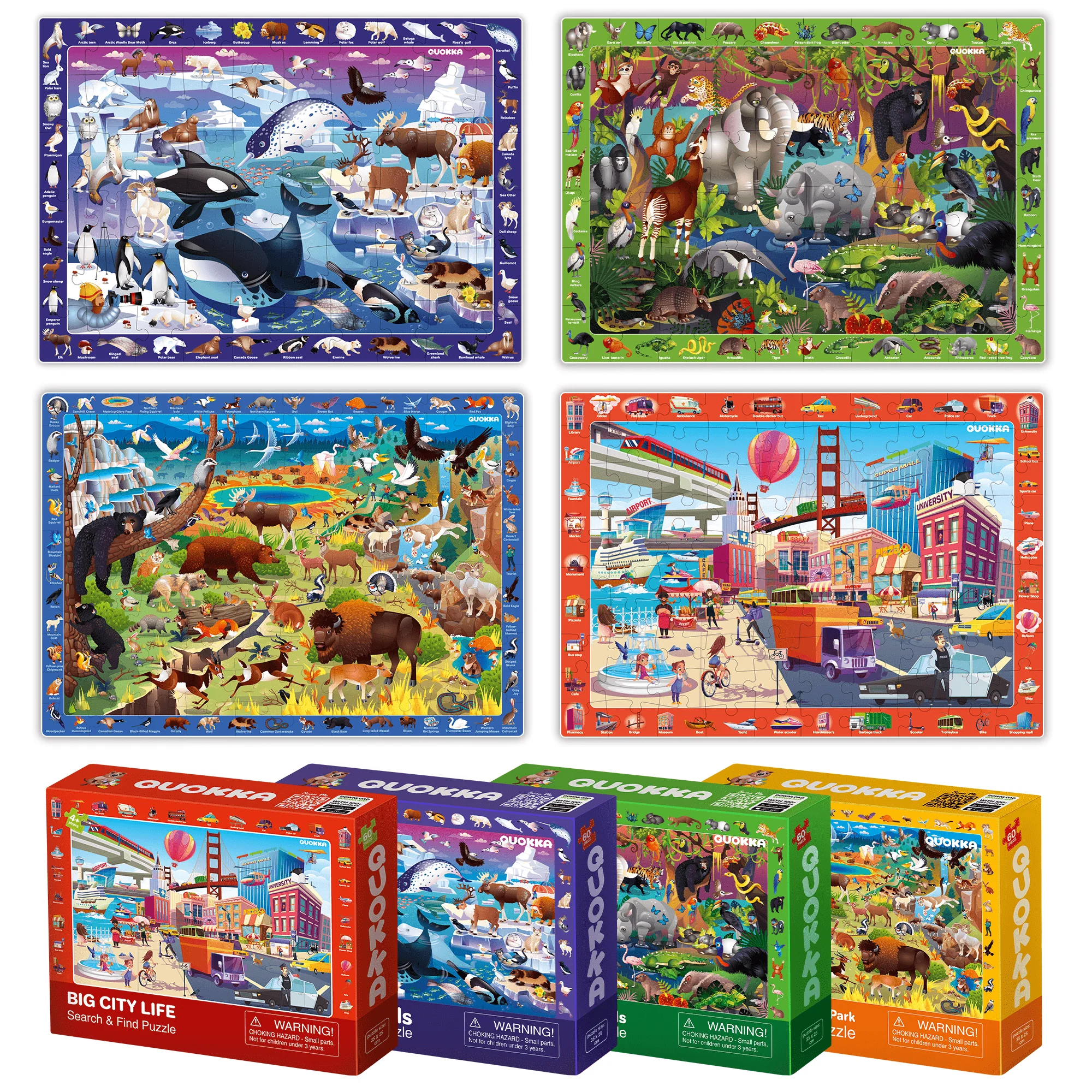 Bundle Set of 8 Puzzles for Kids | Mermaids, Animals, City Life - Image 5
