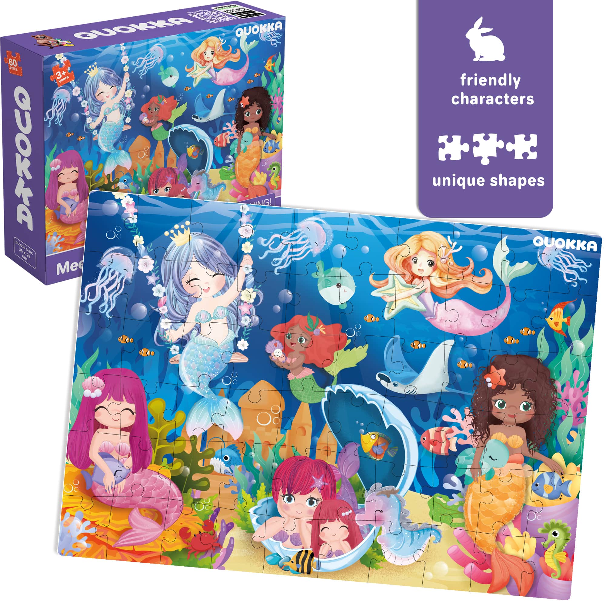 Bundle Set of 8 Puzzles for Kids | Mermaids, Birds - Image 2