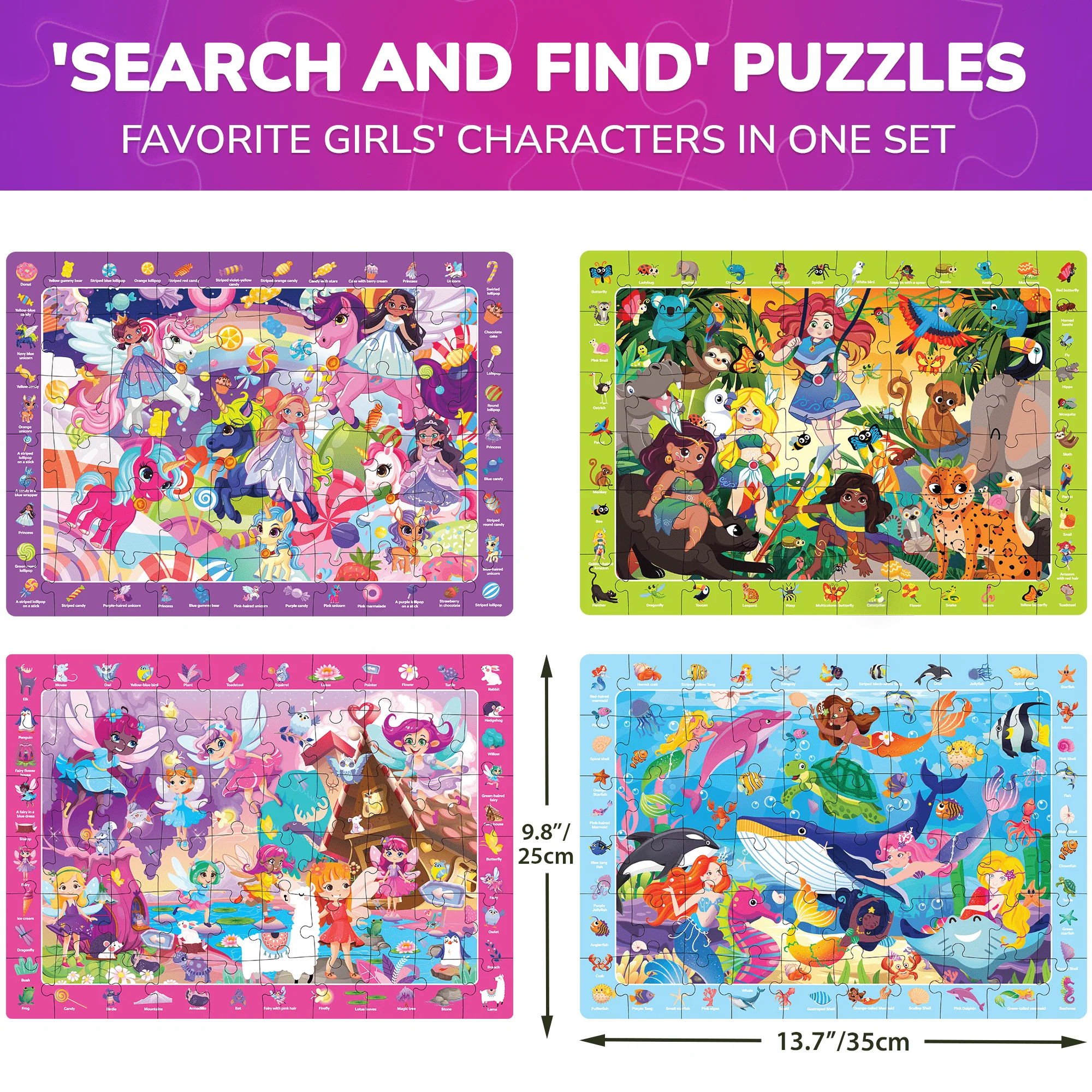 Bundle Set of 8 Puzzles for Kids | Mermaids, Amazonians - Image 5