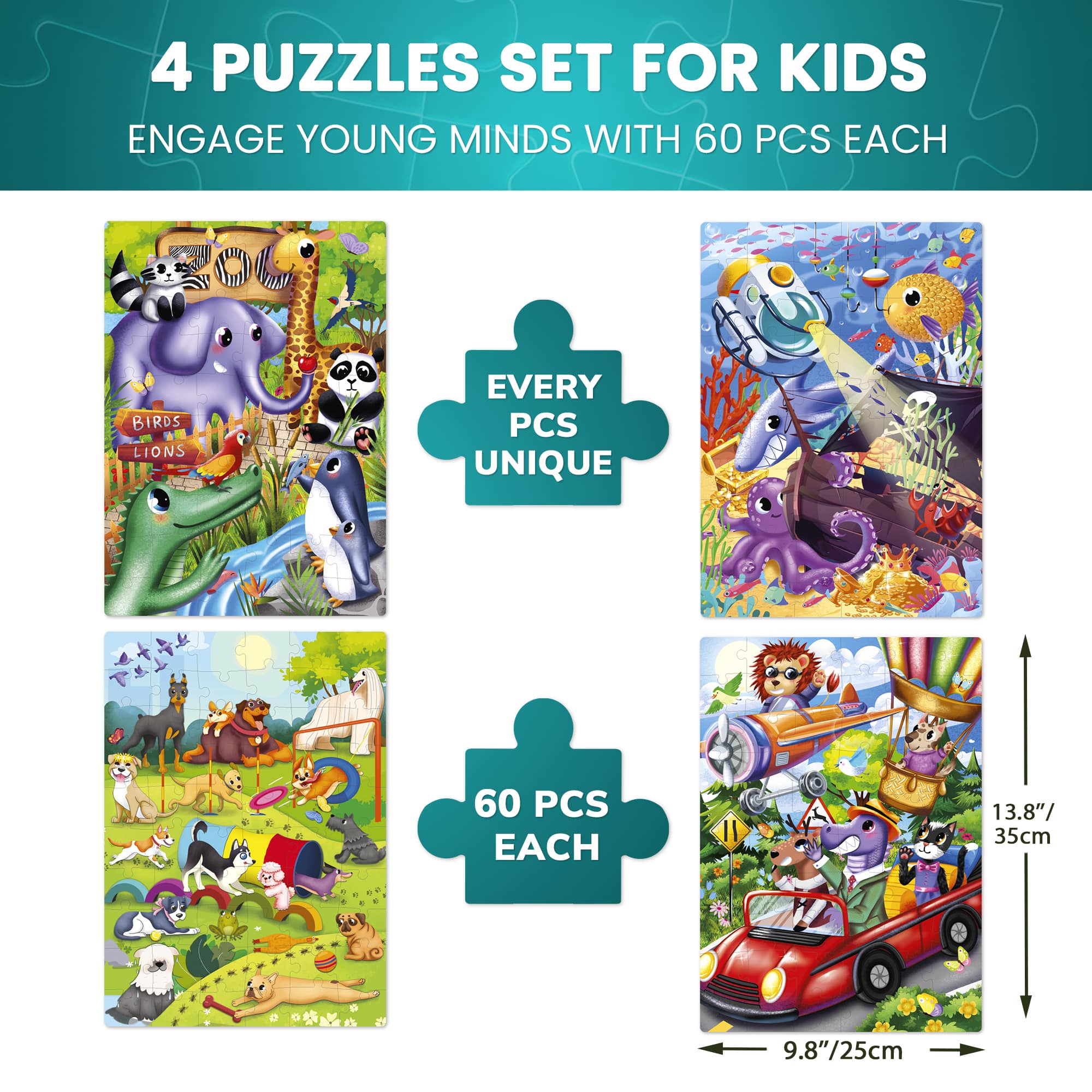 Bundle Set of 8 Puzzles for Kids | Zoo, Forest - Image 2