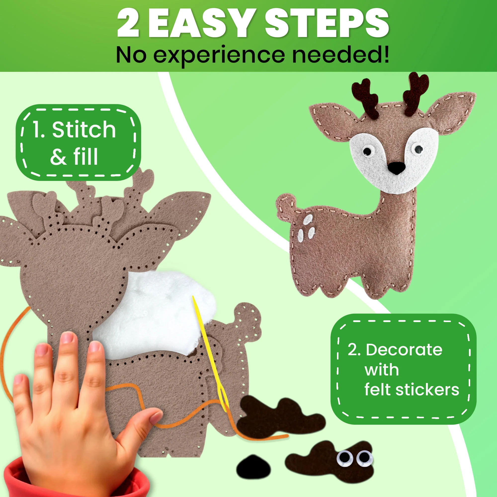 Craft Kits for Kids - 12 Forest Animals Sewing Kit Basic - Image 4