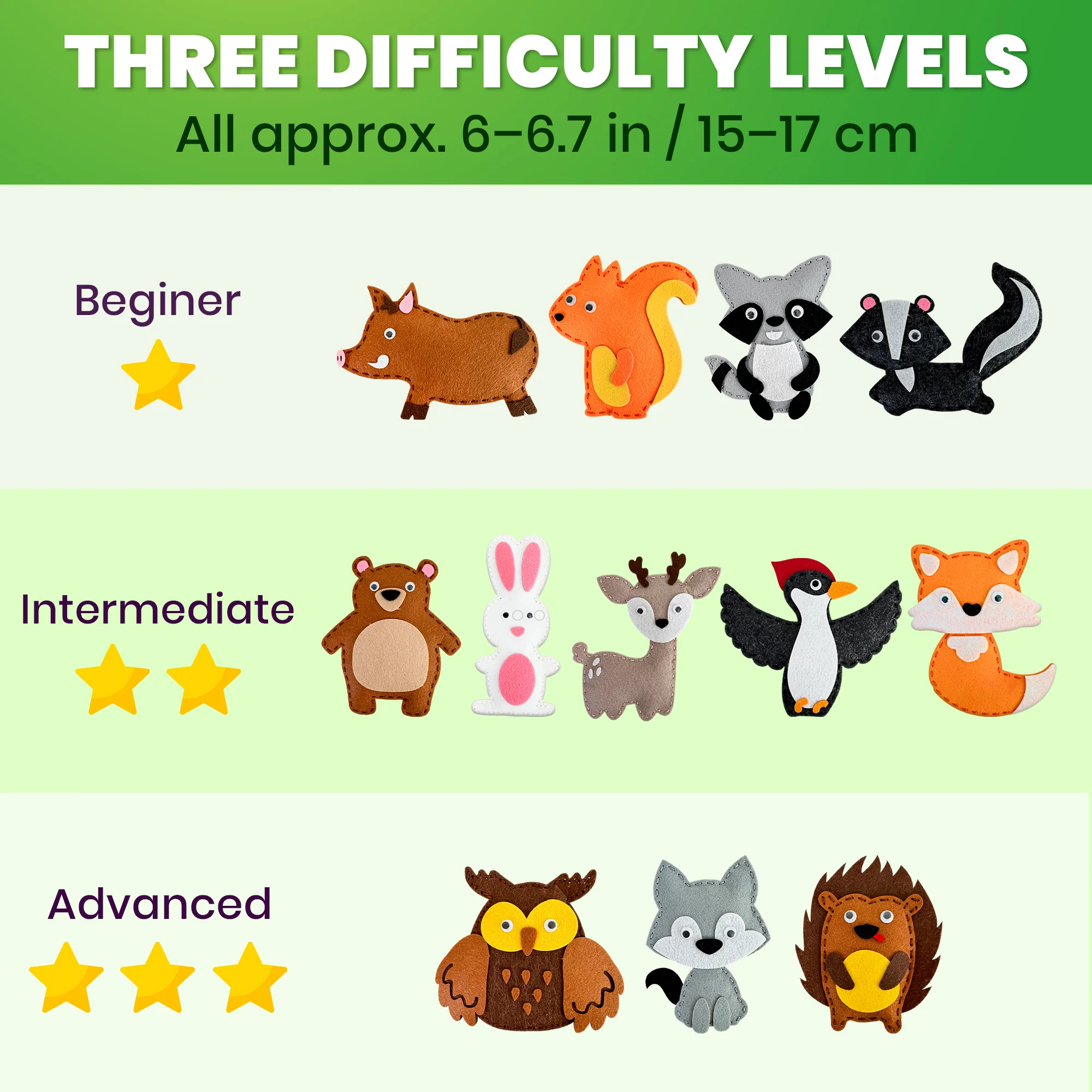 Craft Kits for Kids - 12 Forest Animals Sewing Kit Basic - Image 5