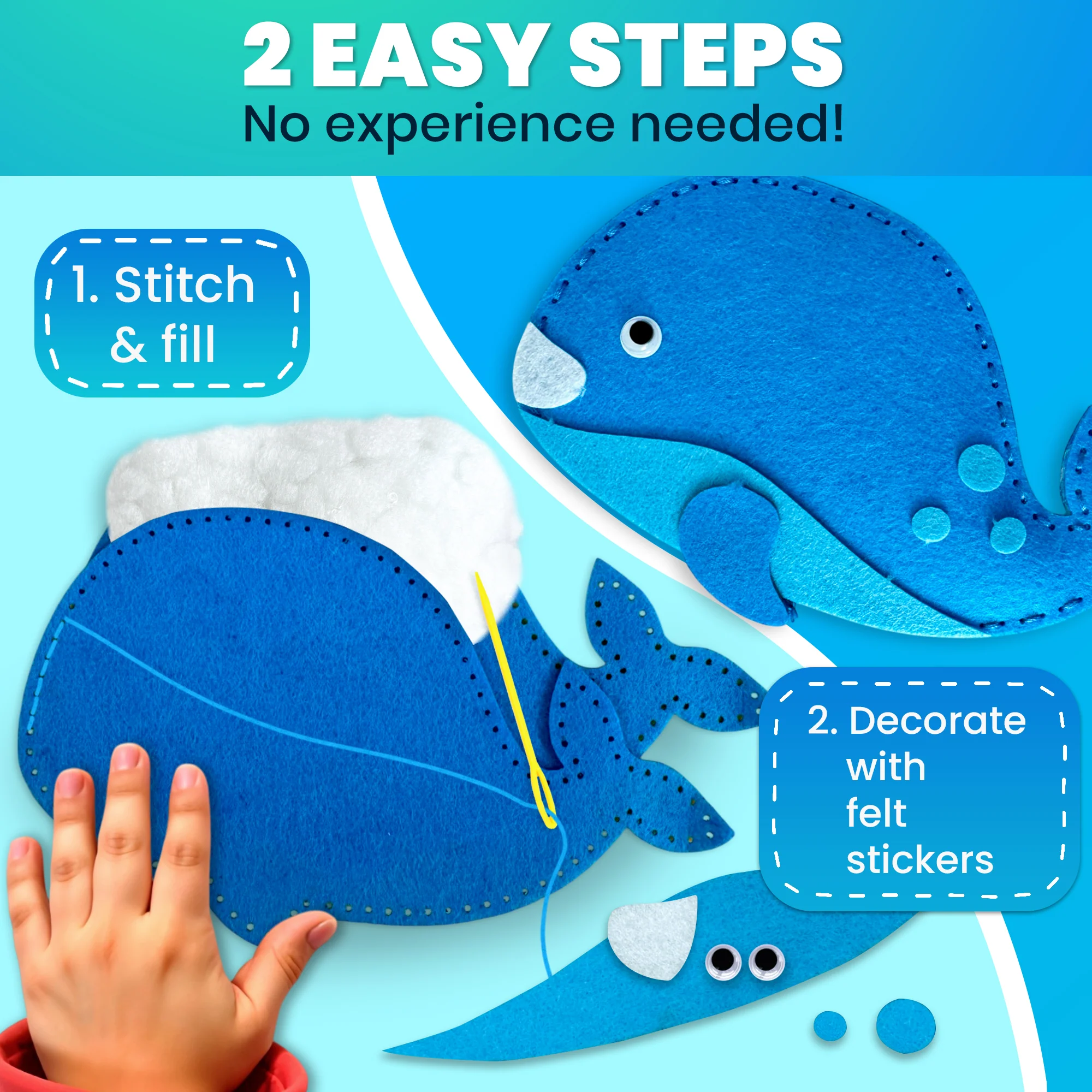 Craft Kits for Kids - 12 Sea Animals Sewing Kit Basic - Image 4