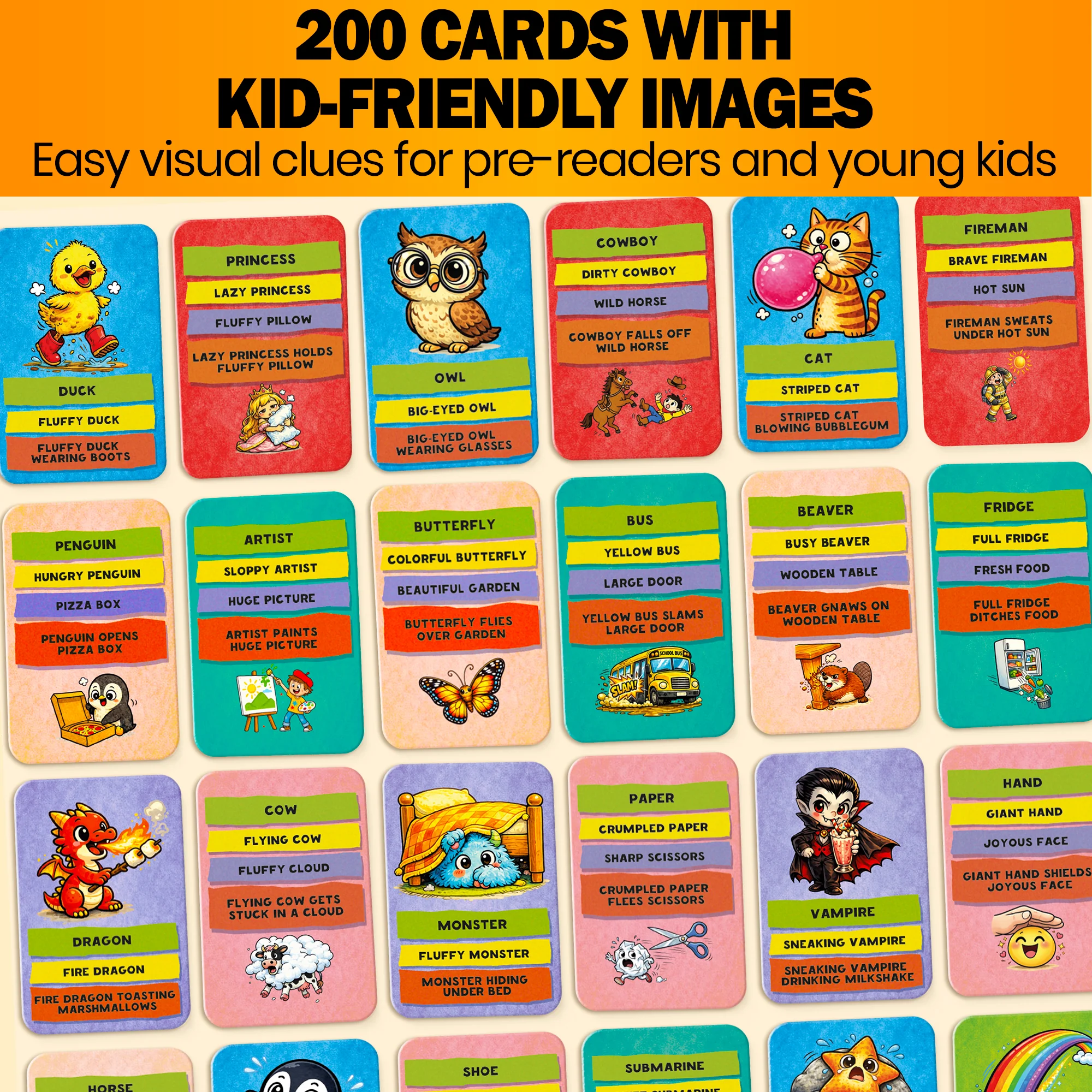 Express & Guess Charades for Kids - 200 Acting & Explaining Cards - Image 3