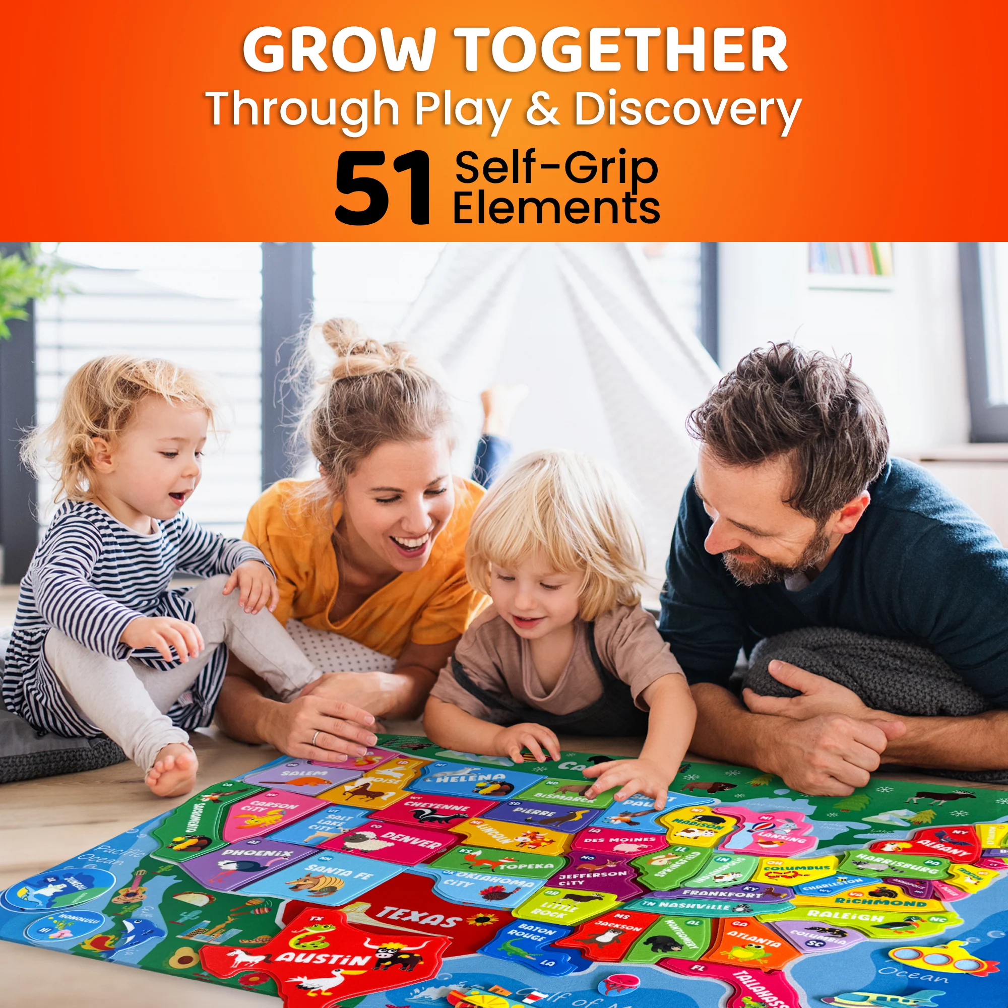 Felt Board USA Map for Kids | Educational Flannel Toy - Image 3