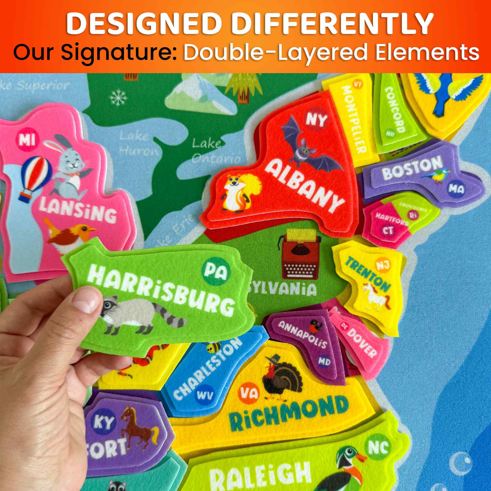 Felt Board USA Map for Kids | Educational Flannel Toy - Image 5