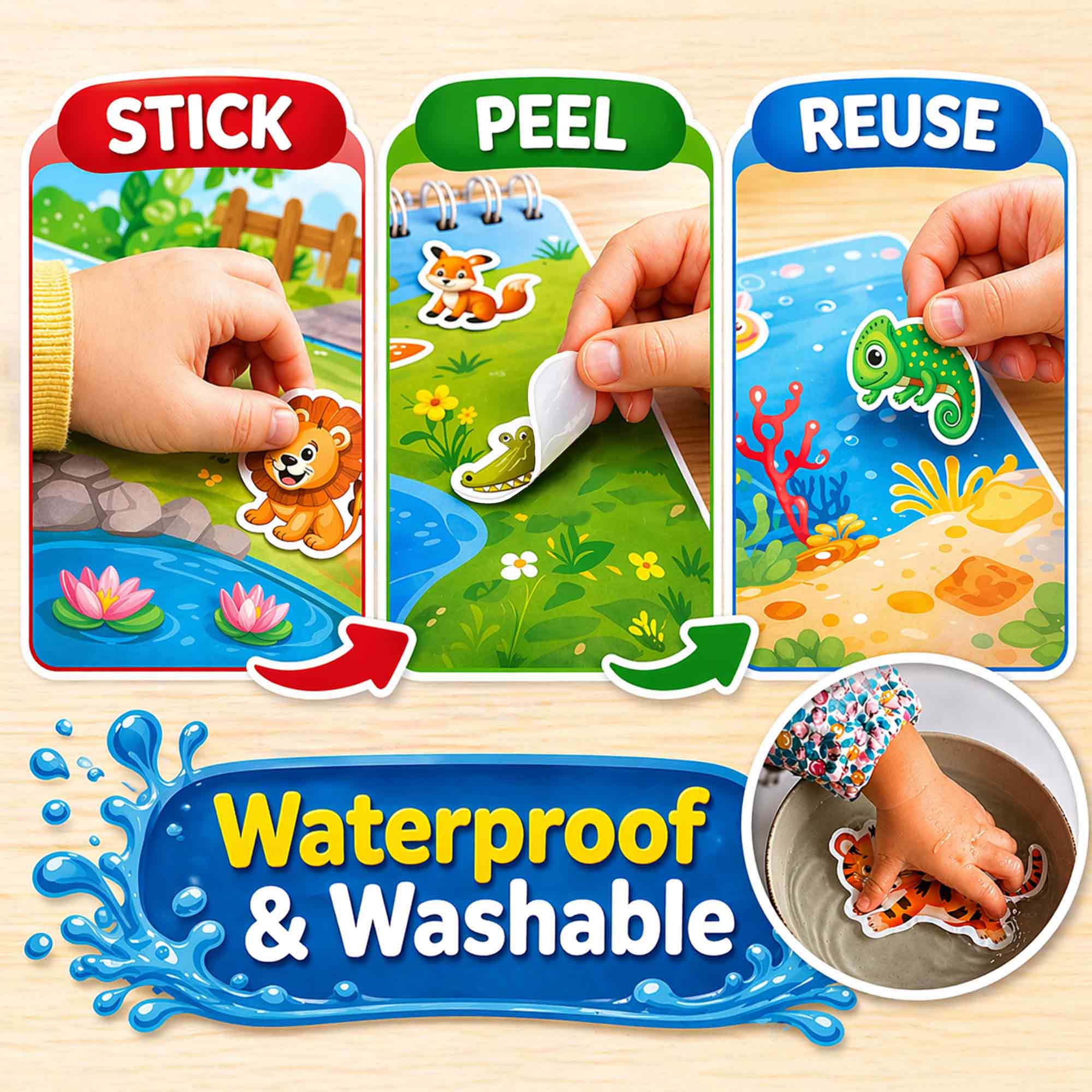 Jelly Sticker Books for Toddlers - Reusable Animal Topics - Image 4