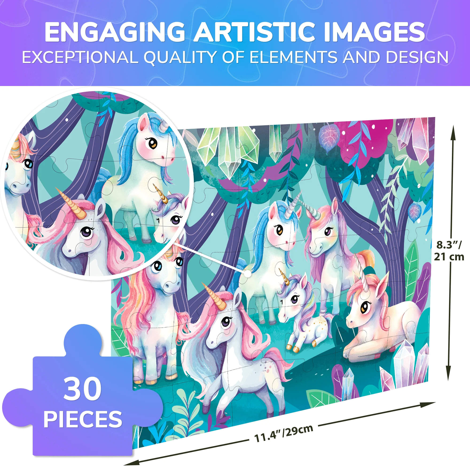30 Pcs Jigsaw Puzzles for Kids |Unicorns - Image 3