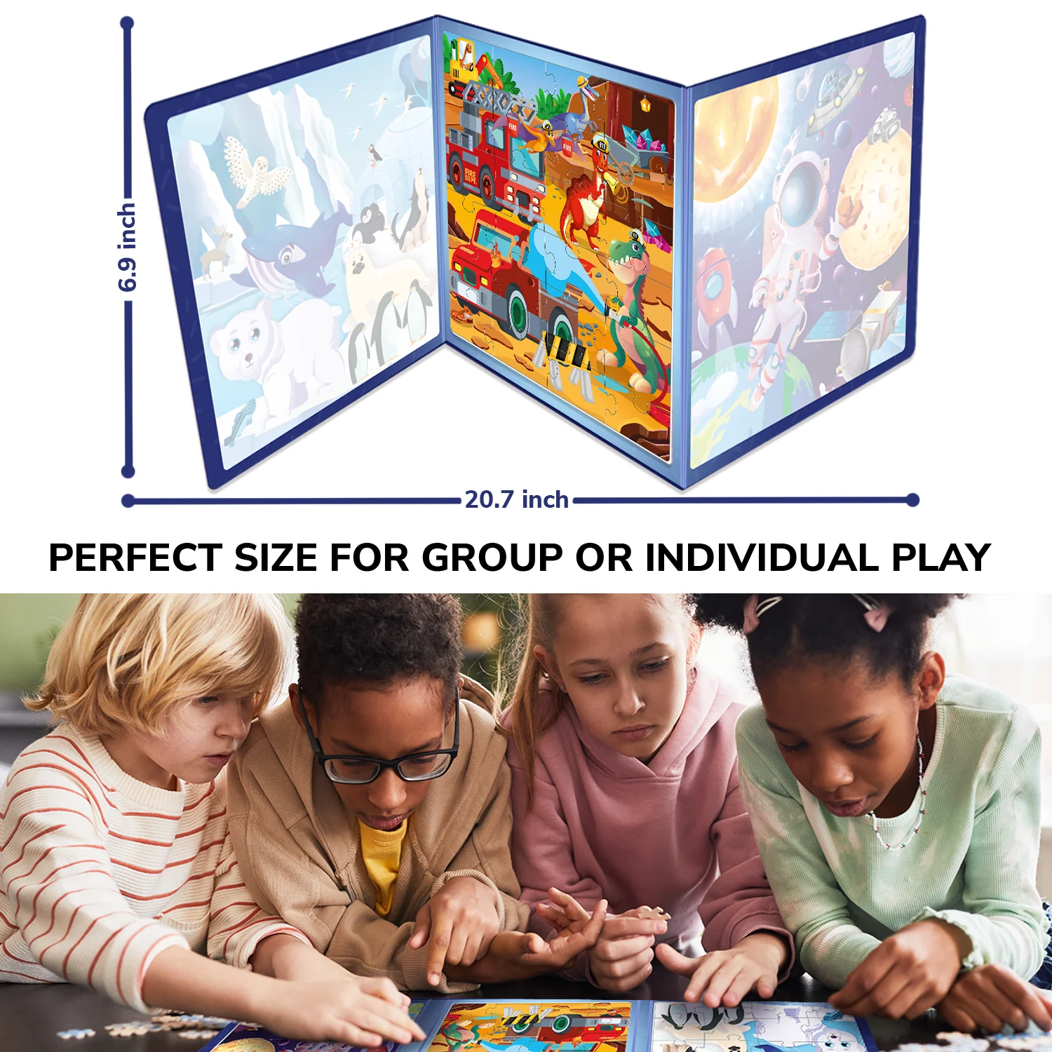 Magnetic Book 3x24 Pcs Puzzles for Kids | Space, Animals - Image 3