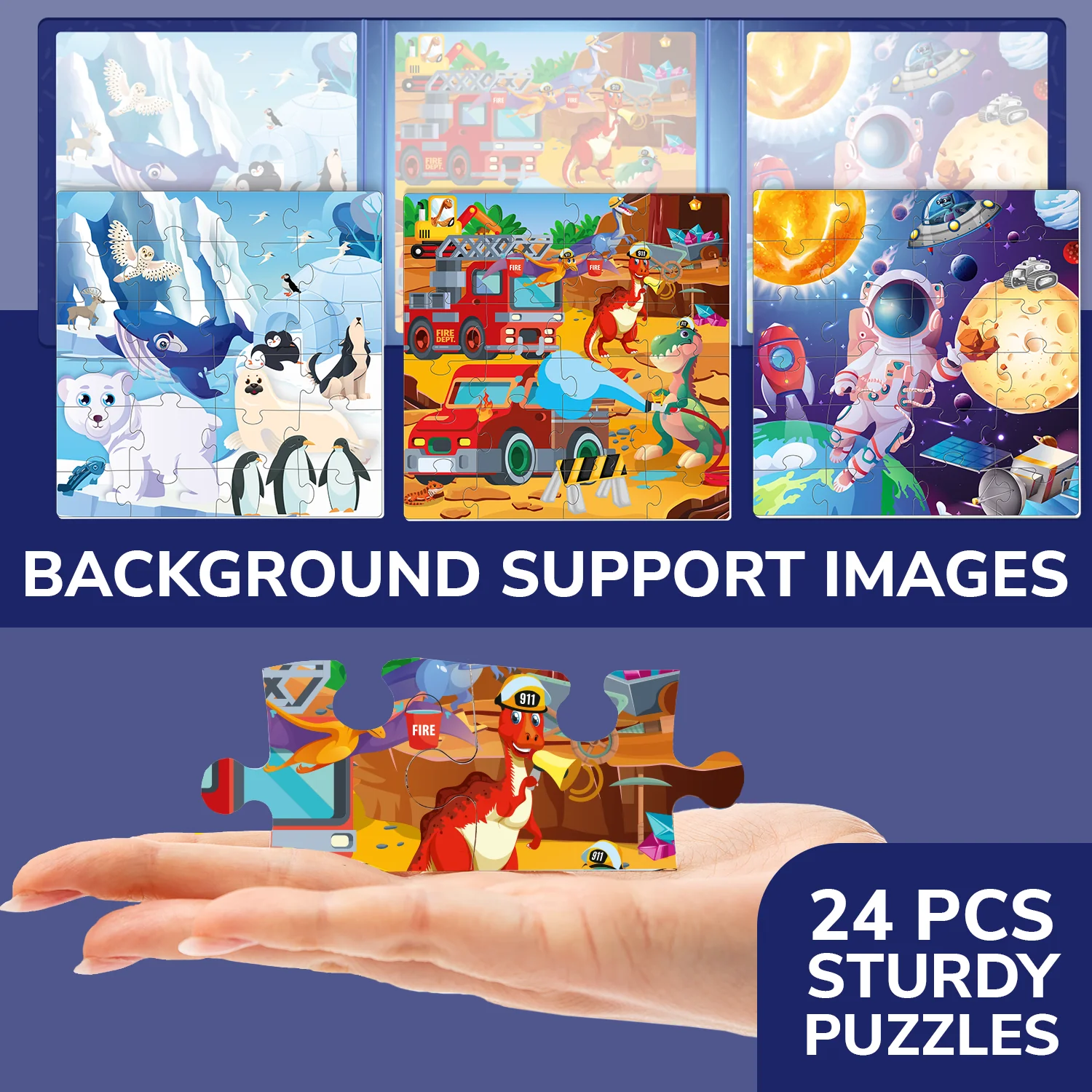 Magnetic Book 3x24 Pcs Puzzles for Kids | Space, Animals - Image 4