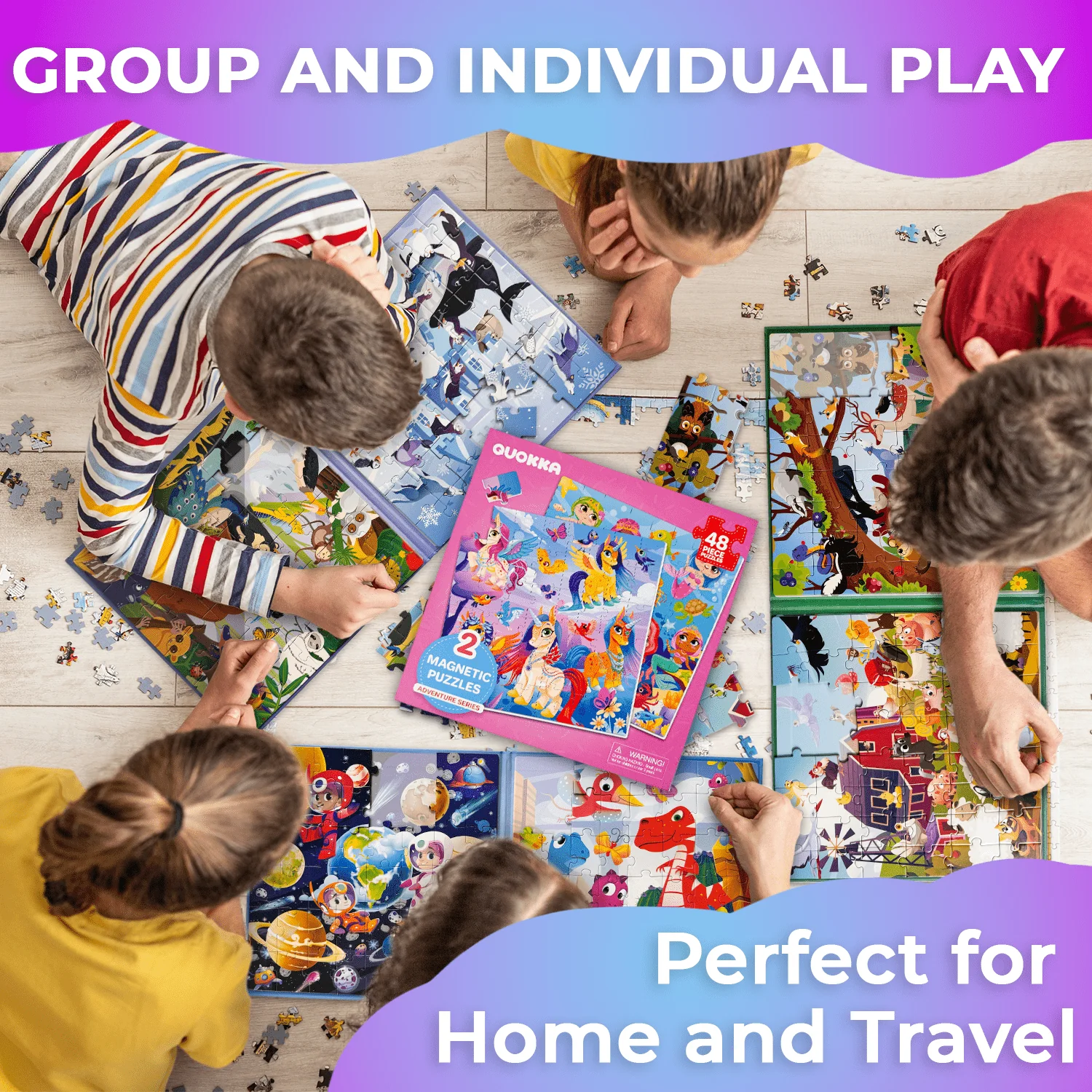 Magnetic Book 2x48 Pcs Puzzles for Kids | Mermaids & Unicorns - Image 4