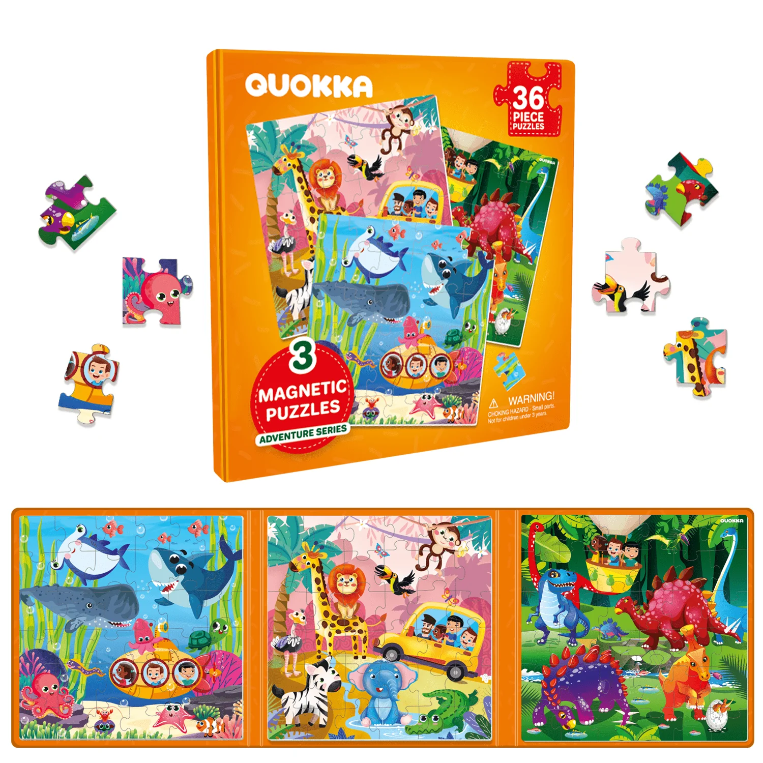 Magnetic Book 3x36 Pcs Puzzles for Kids | Ocean & Safari Animals - Image 8