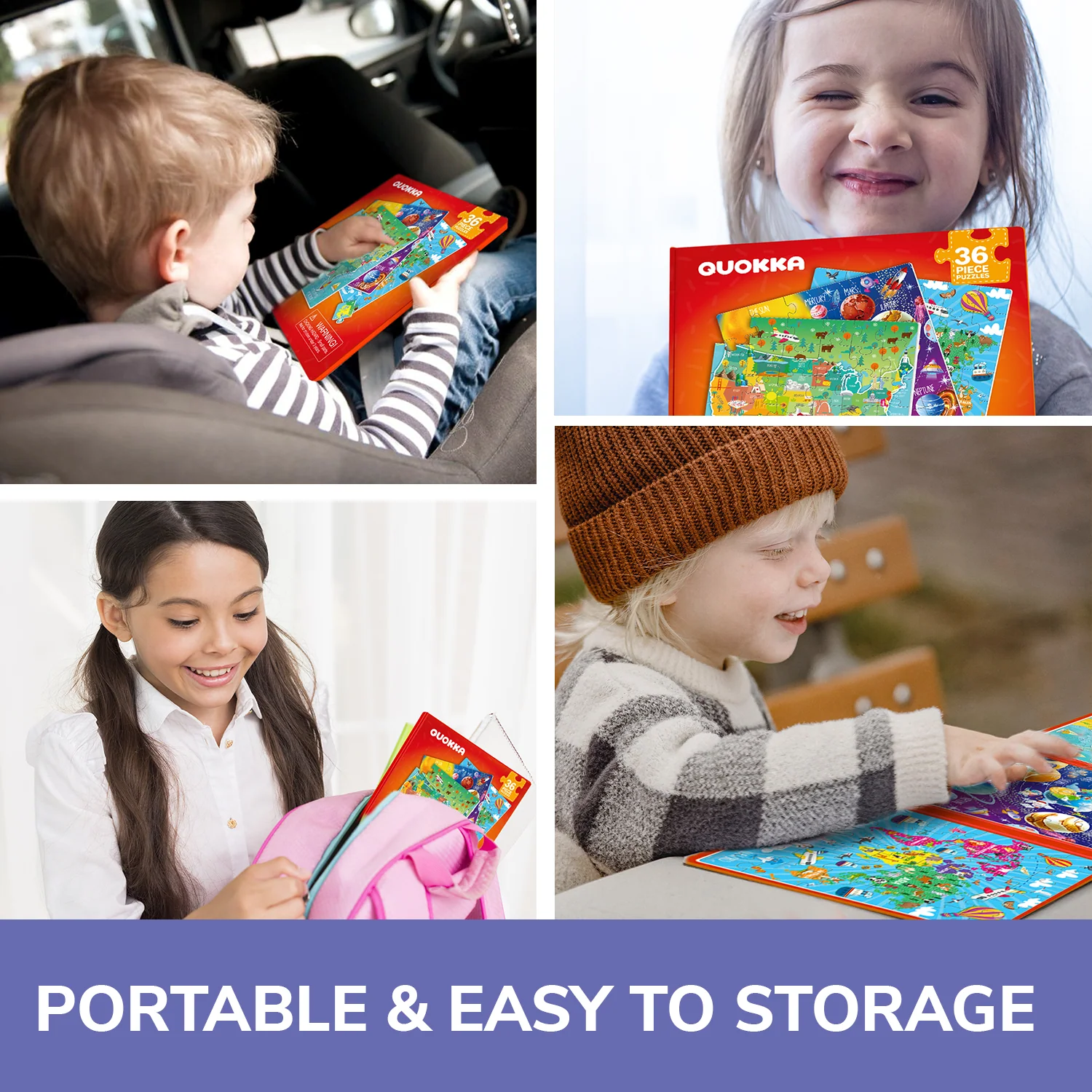 Magnetic Book 3x36 Pcs Puzzles for Kids | Maps USA, World & Space - Image 5