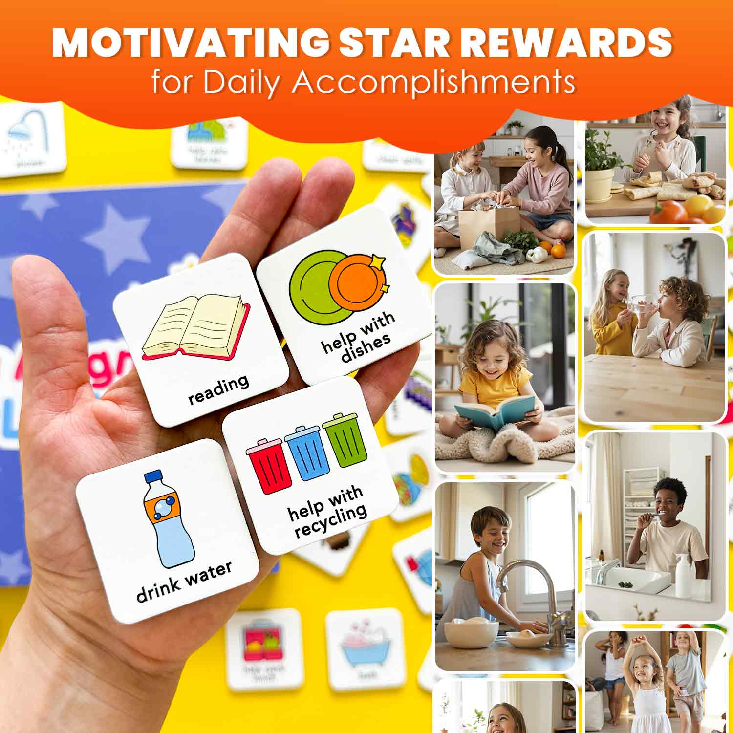Magnetic Chore Chart for Kids | 72 Routine Magnets & Rewards - Image 4