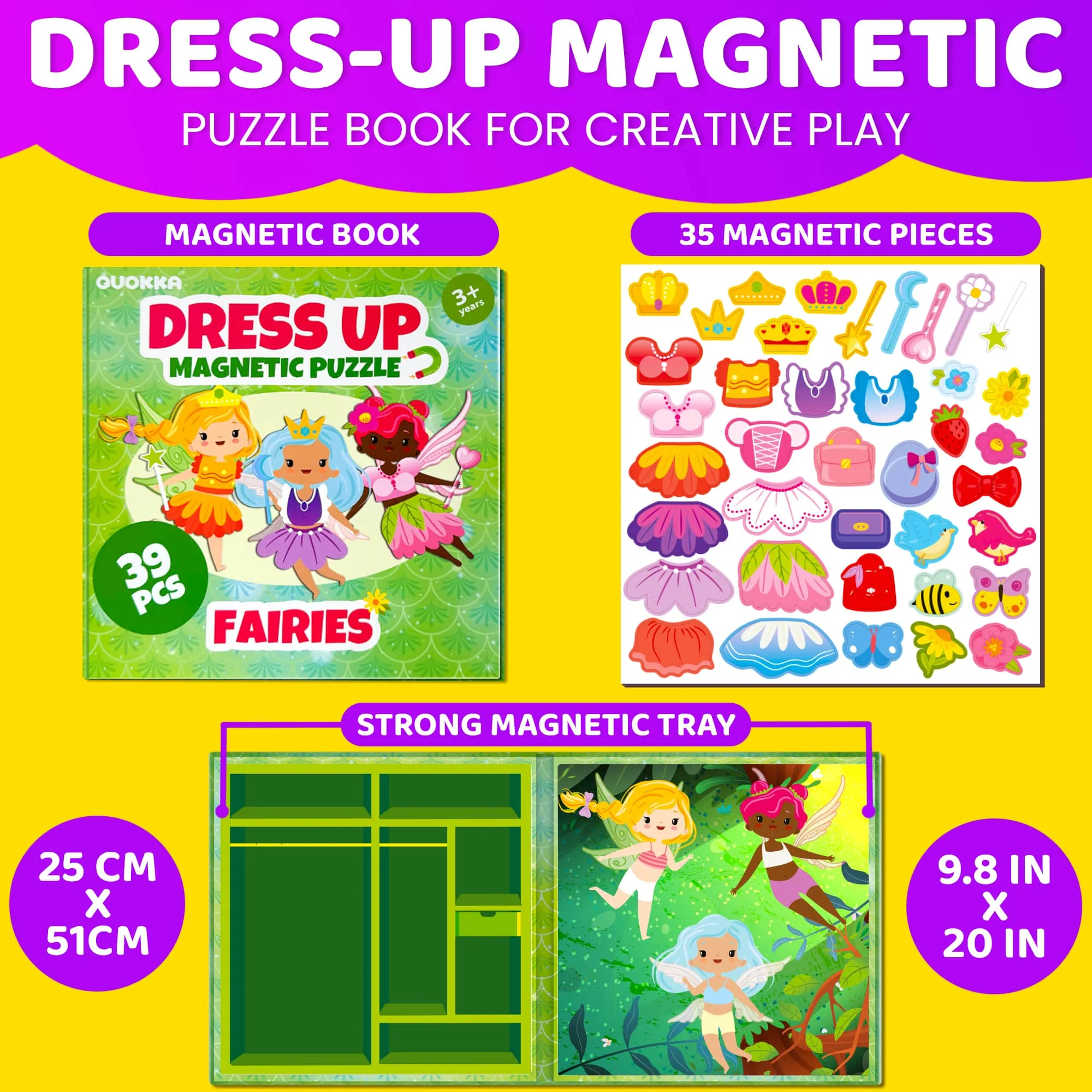 Magnetic Dress-Up Dolls for Kids with 39 Magnetic Pcs | Fairy - Image 2