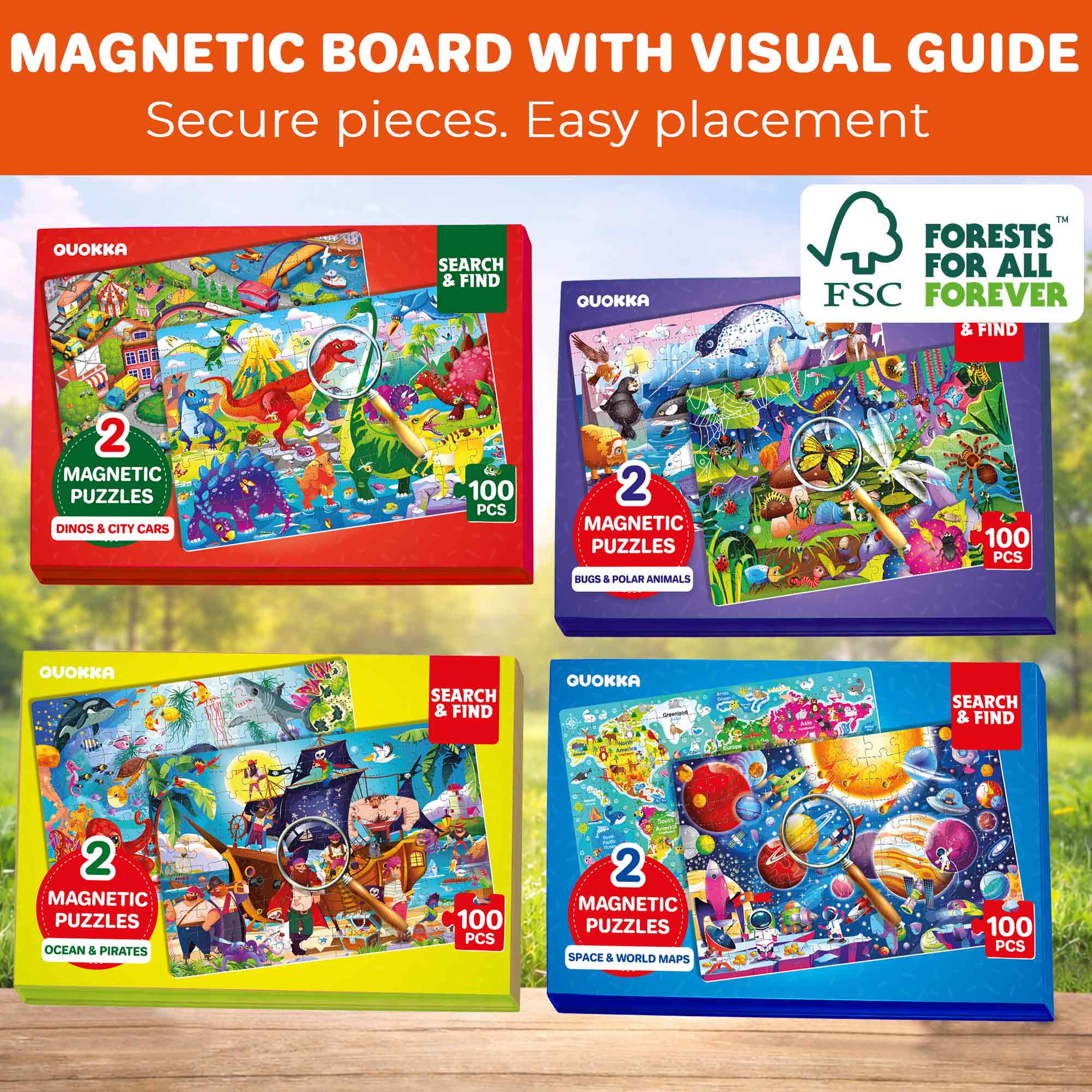 Magnetic Puzzle 2x100 Pcs Puzzles for Kids - Bugs & Polar Animals - Image 6