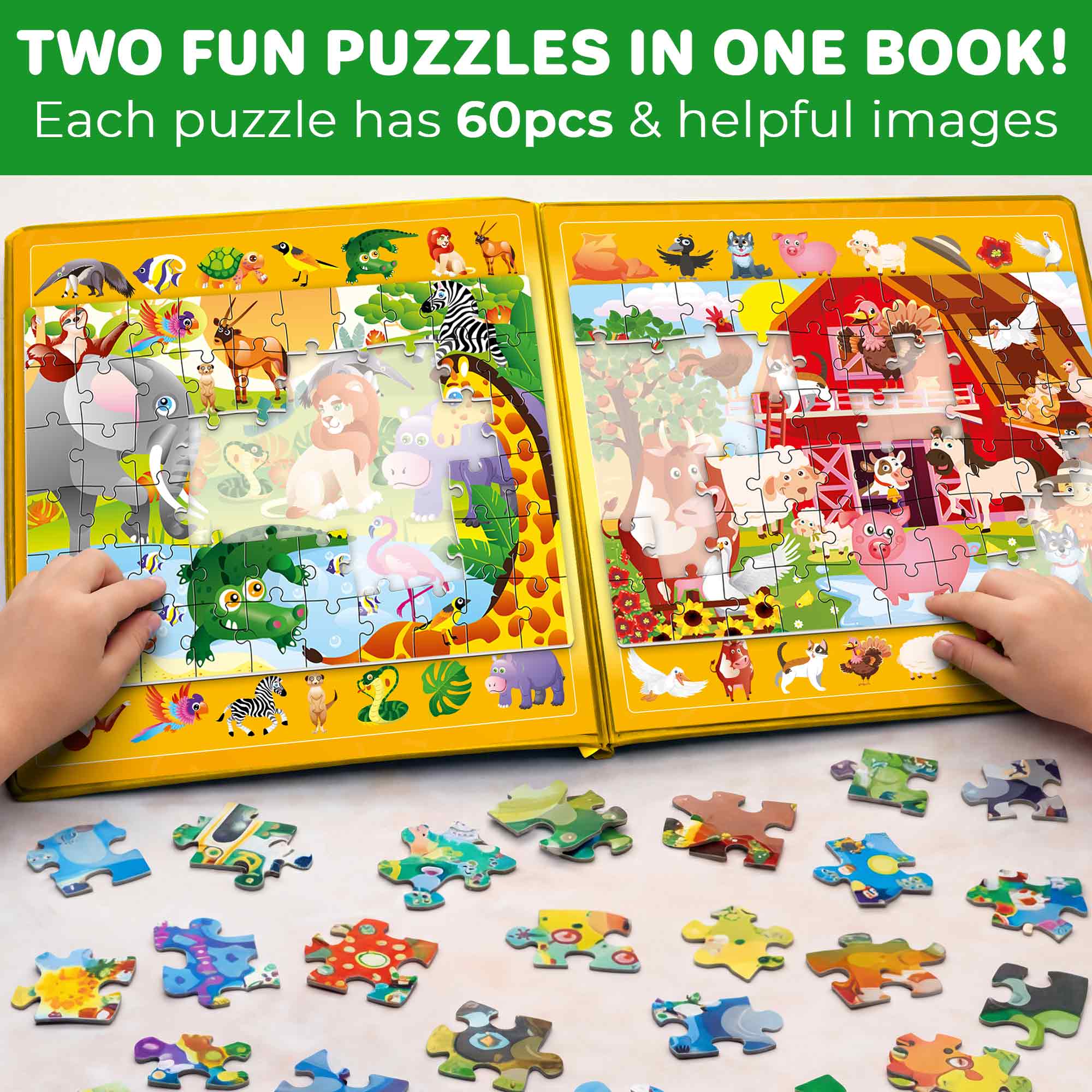 Magnetic Puzzle 2x60 Pcs Puzzles for Kids - Farm & Africa - Image 2