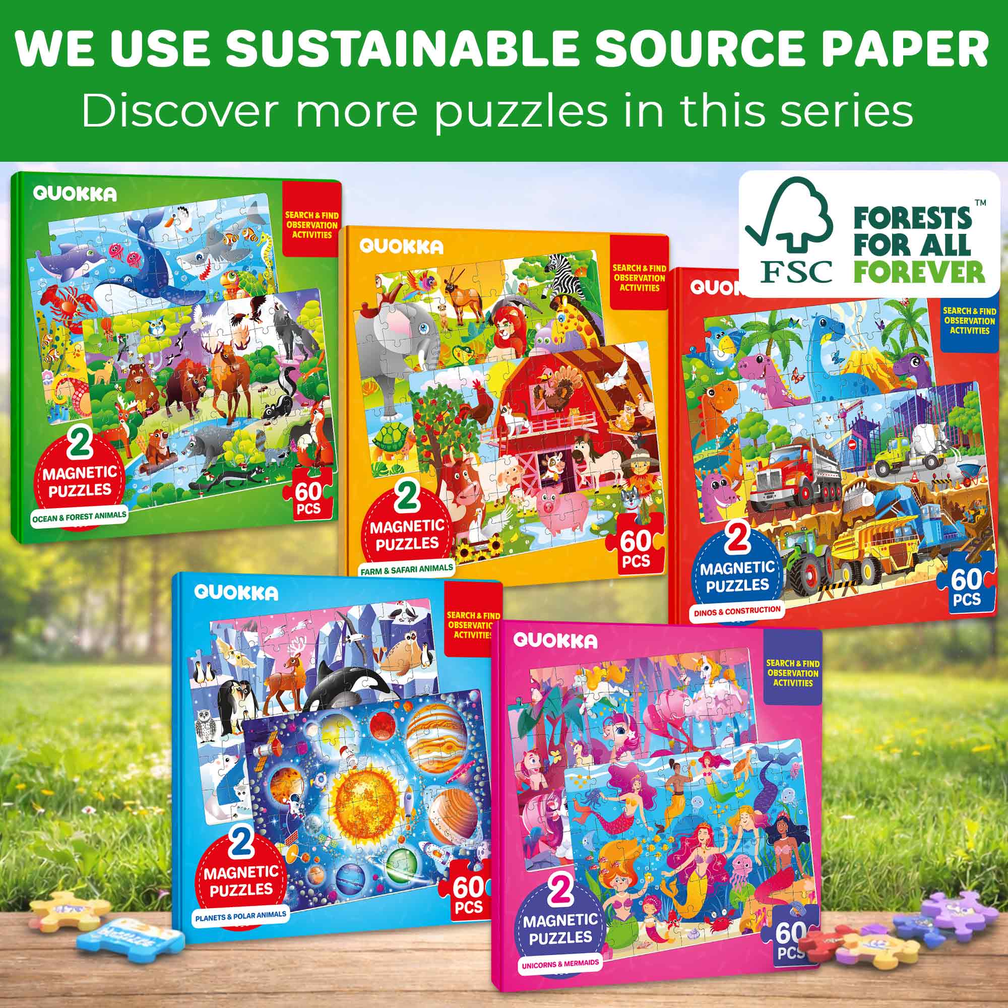 Magnetic Puzzle 2x60 Pcs Puzzles for Kids - Farm & Africa - Image 6