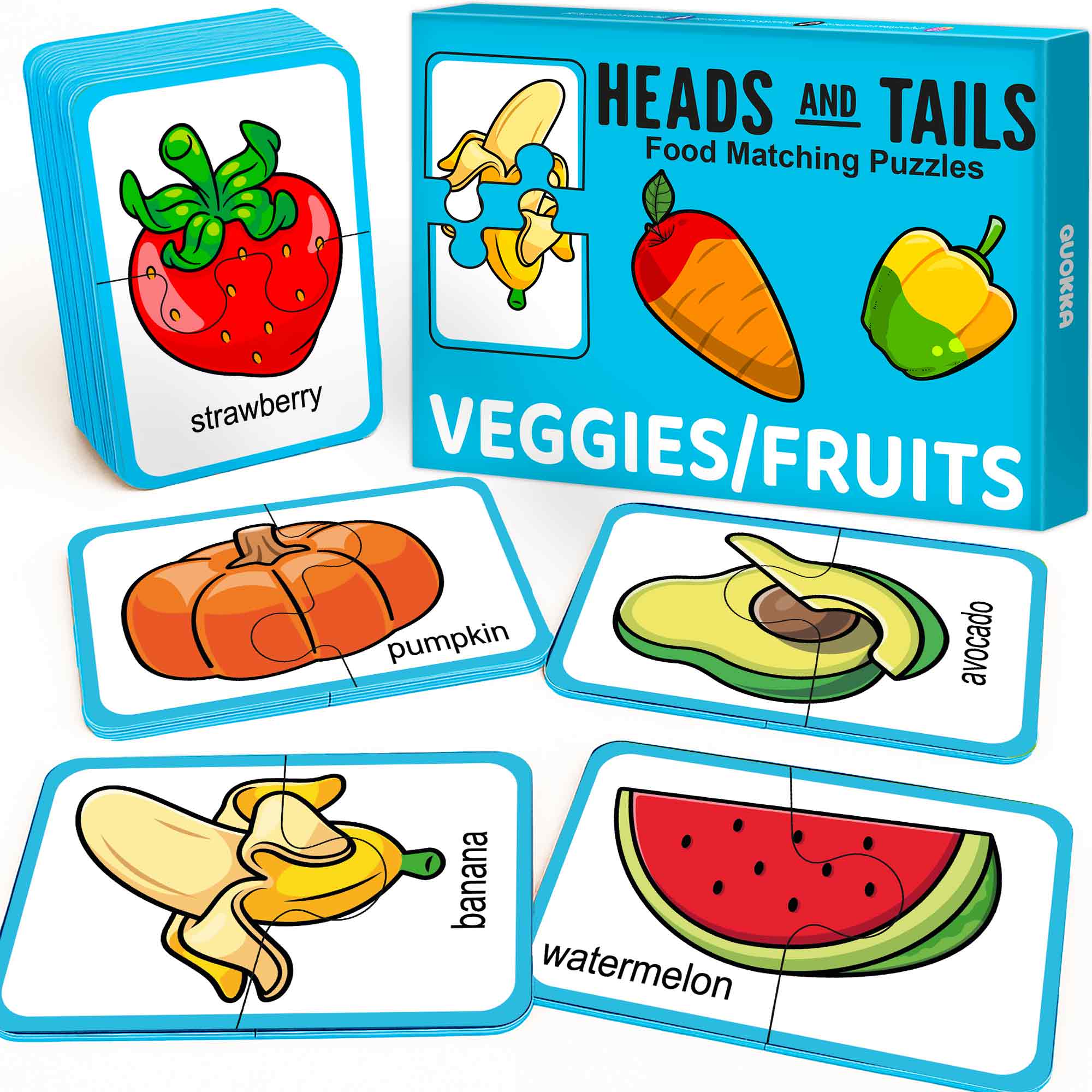 Matching Puzzle for Toddlers - 16 Pairs Fruits Veggies