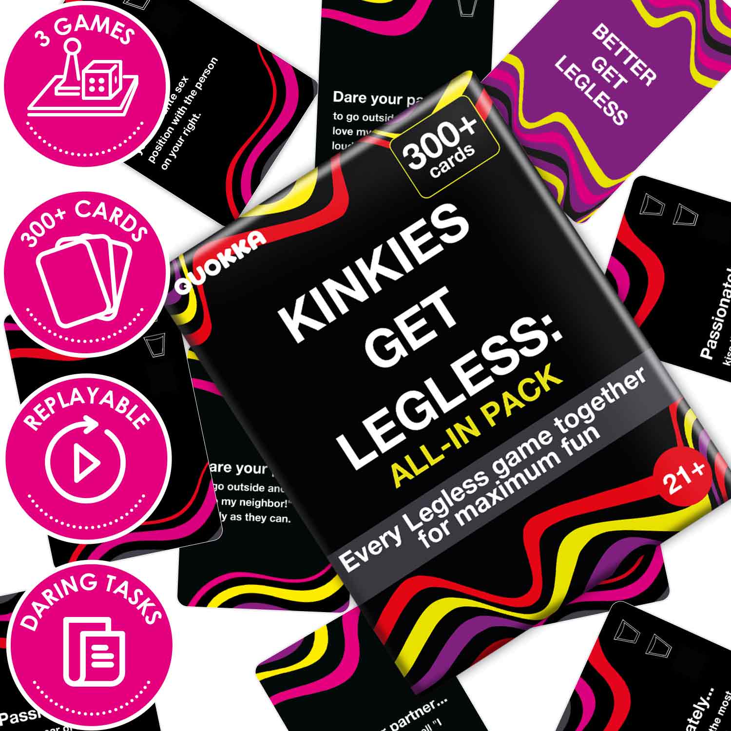 Party Game for Adults Kinkies Get Legless Challenges with 300+ Cards - Image 3