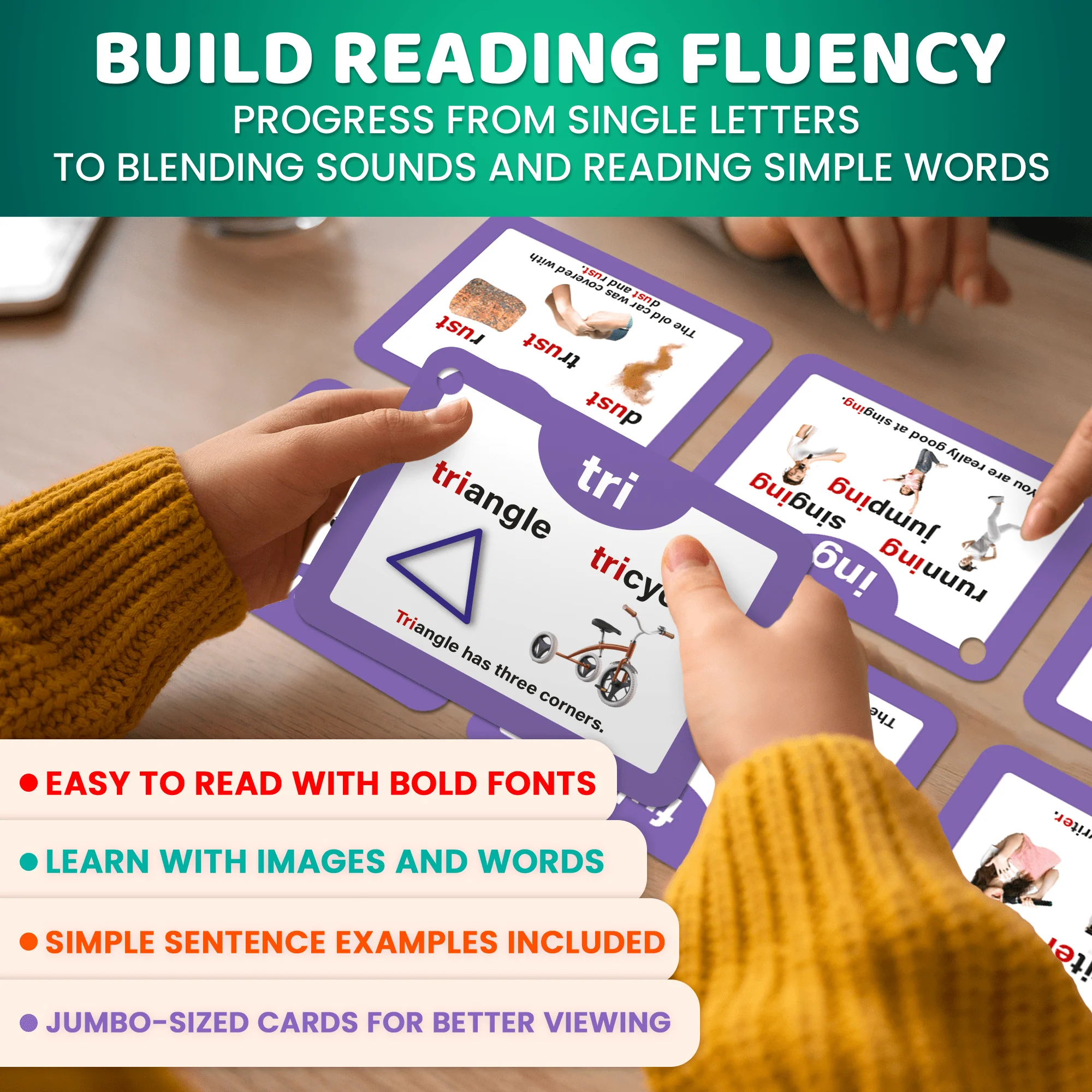 Phonics Flash Cards for Kids | 260 Cards for Reading Fluency - Image 4