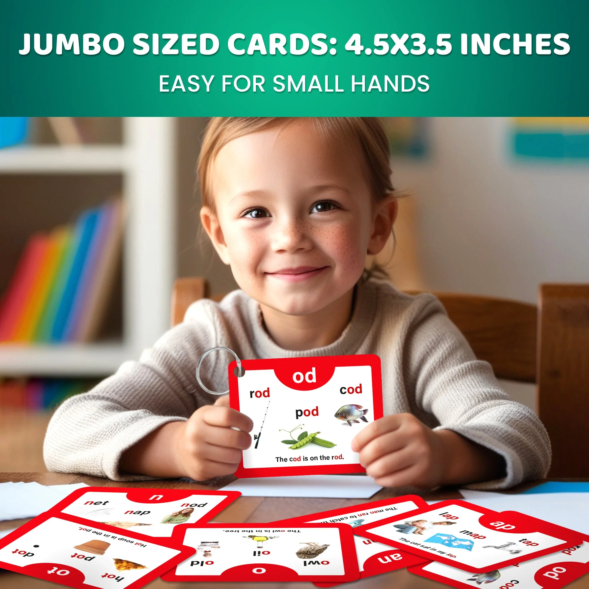 Phonics Flash Cards for Kids | 52 Cards ABC & CVC words - Image 4