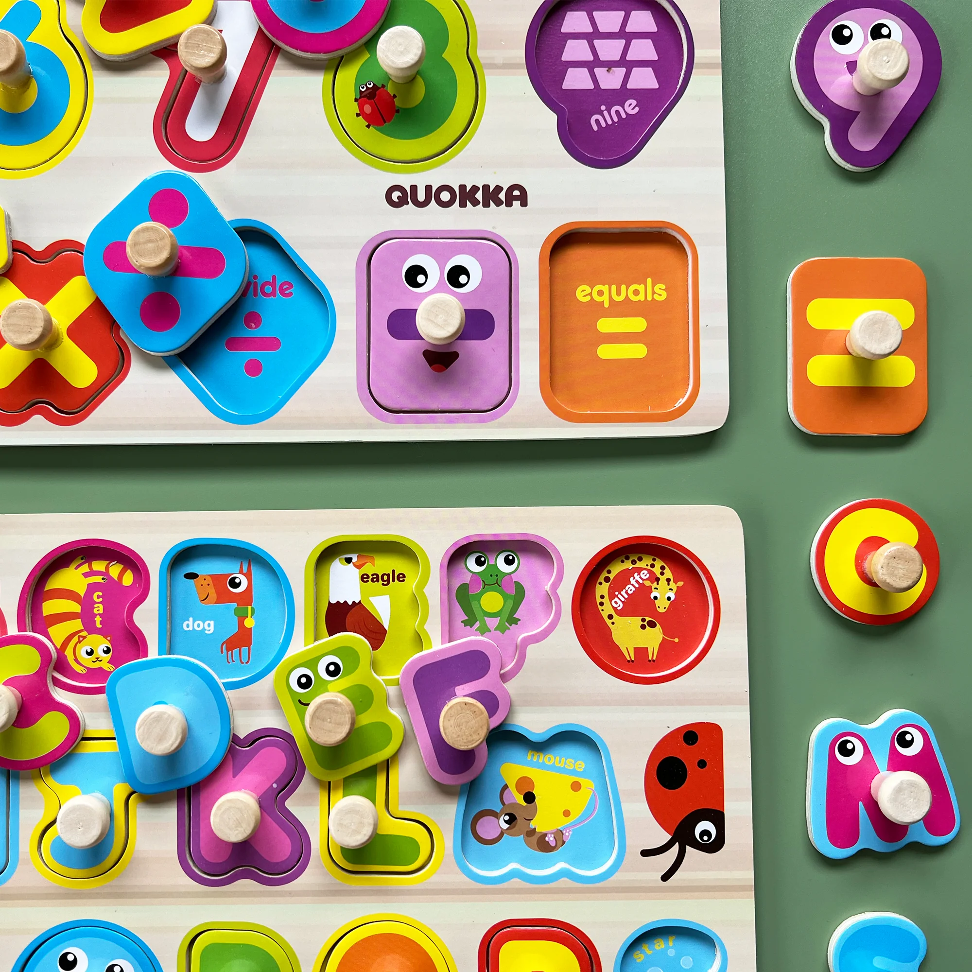 6 Pack with Rack Wooden Puzzles for Toddlers | Alphabet, Numbers and Animals - Image 7