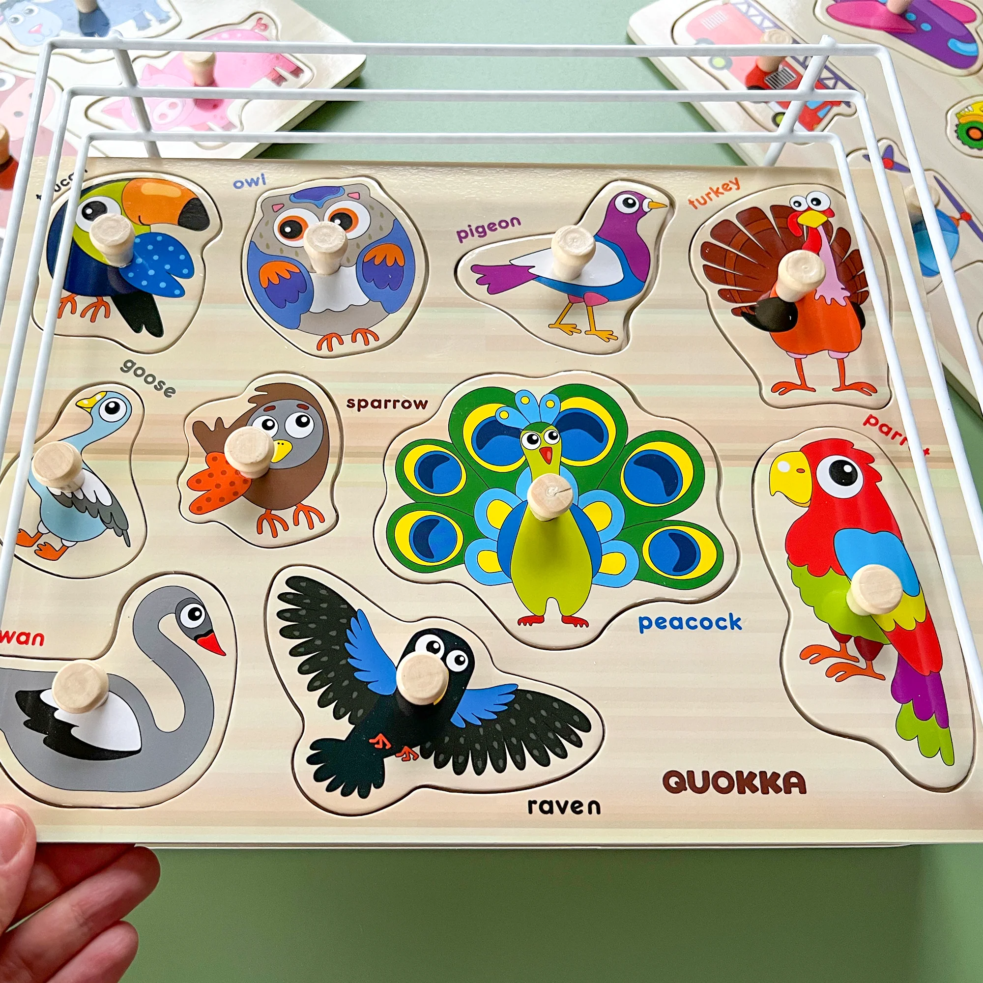 6 Pack with Rack Wooden Puzzles for Toddlers | Alphabet, Numbers and Animals - Image 8
