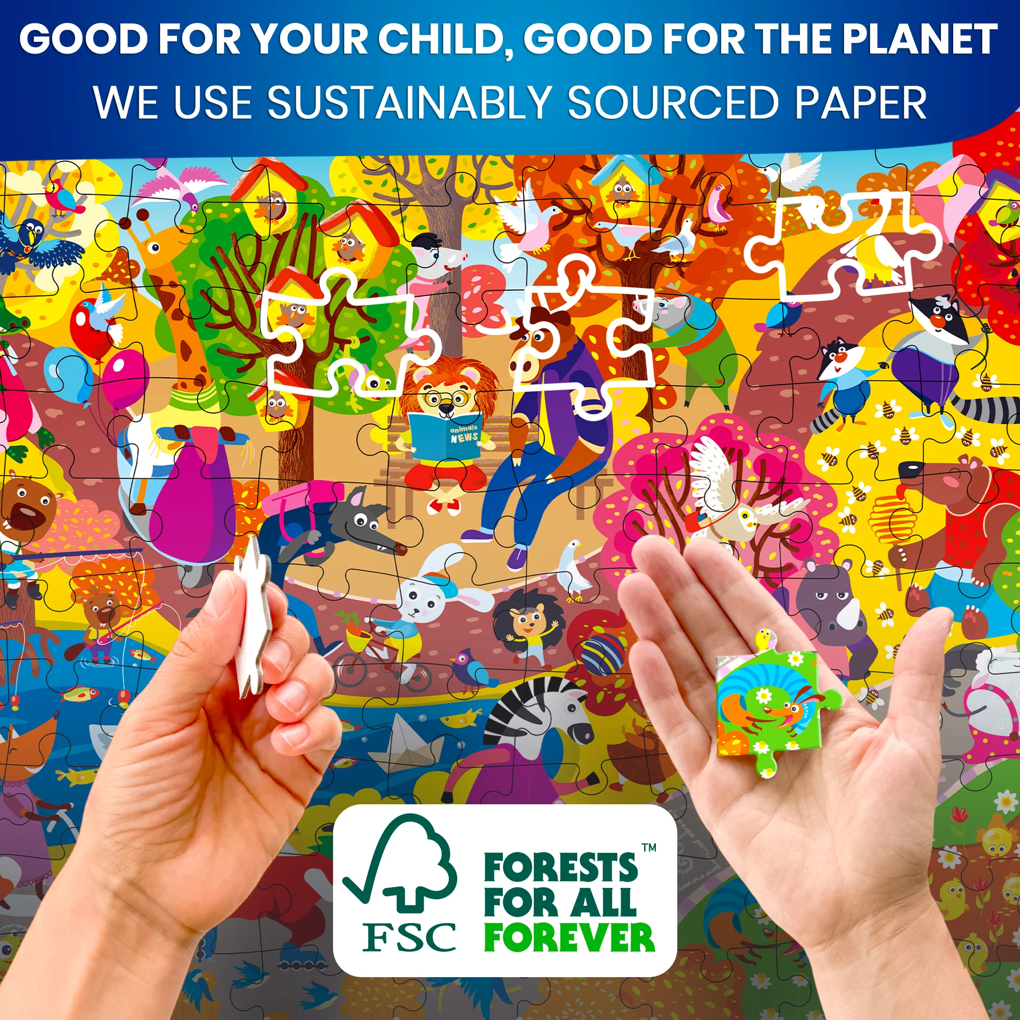 100 Pcs Puzzles for Kids | Wild Animals, Floral - Image 4