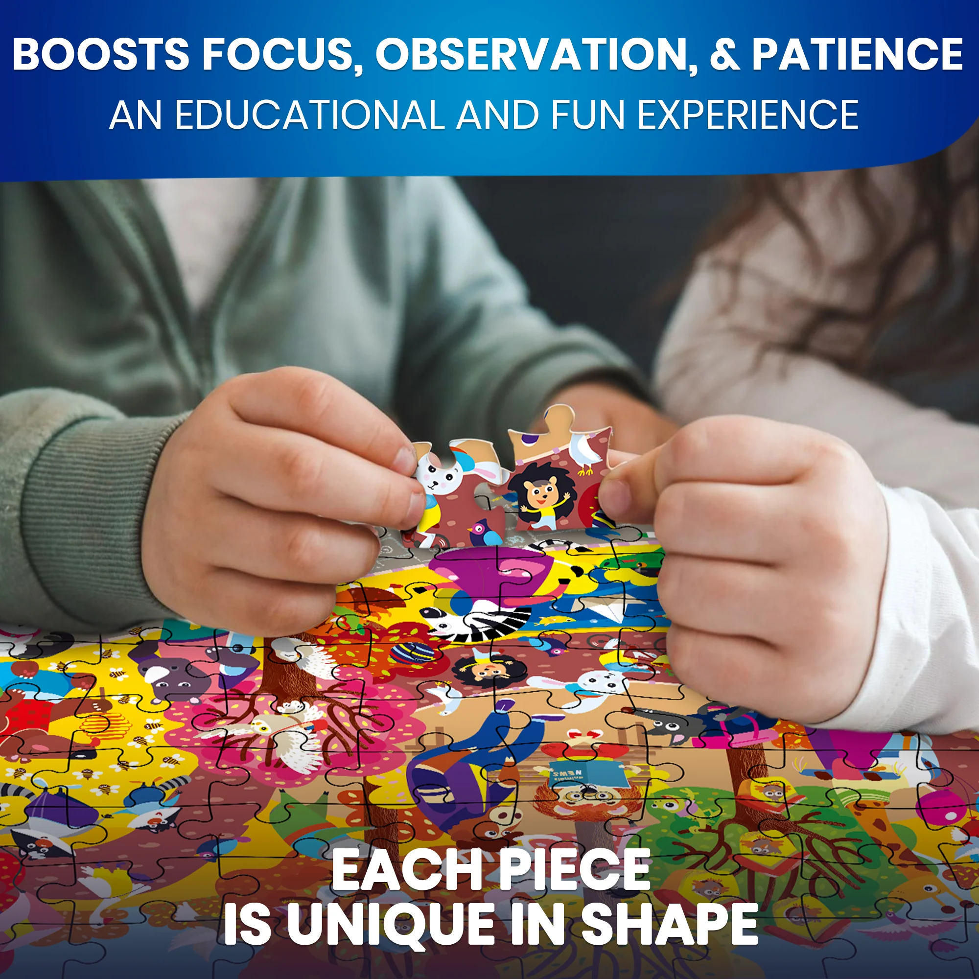 100 Pcs Puzzles for Kids | Wild Animals, Floral - Image 6