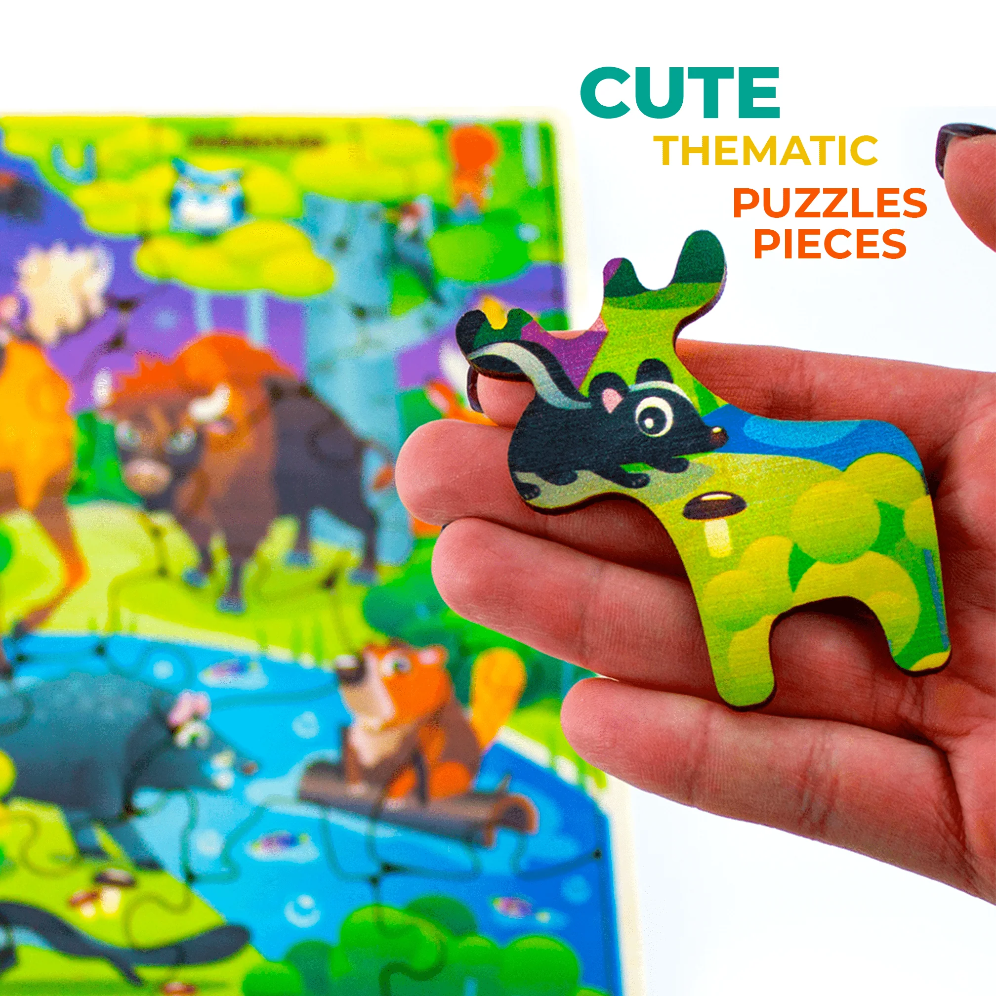 28 Pieces Wooden Puzzles for Kids | Wild Animals - Image 4