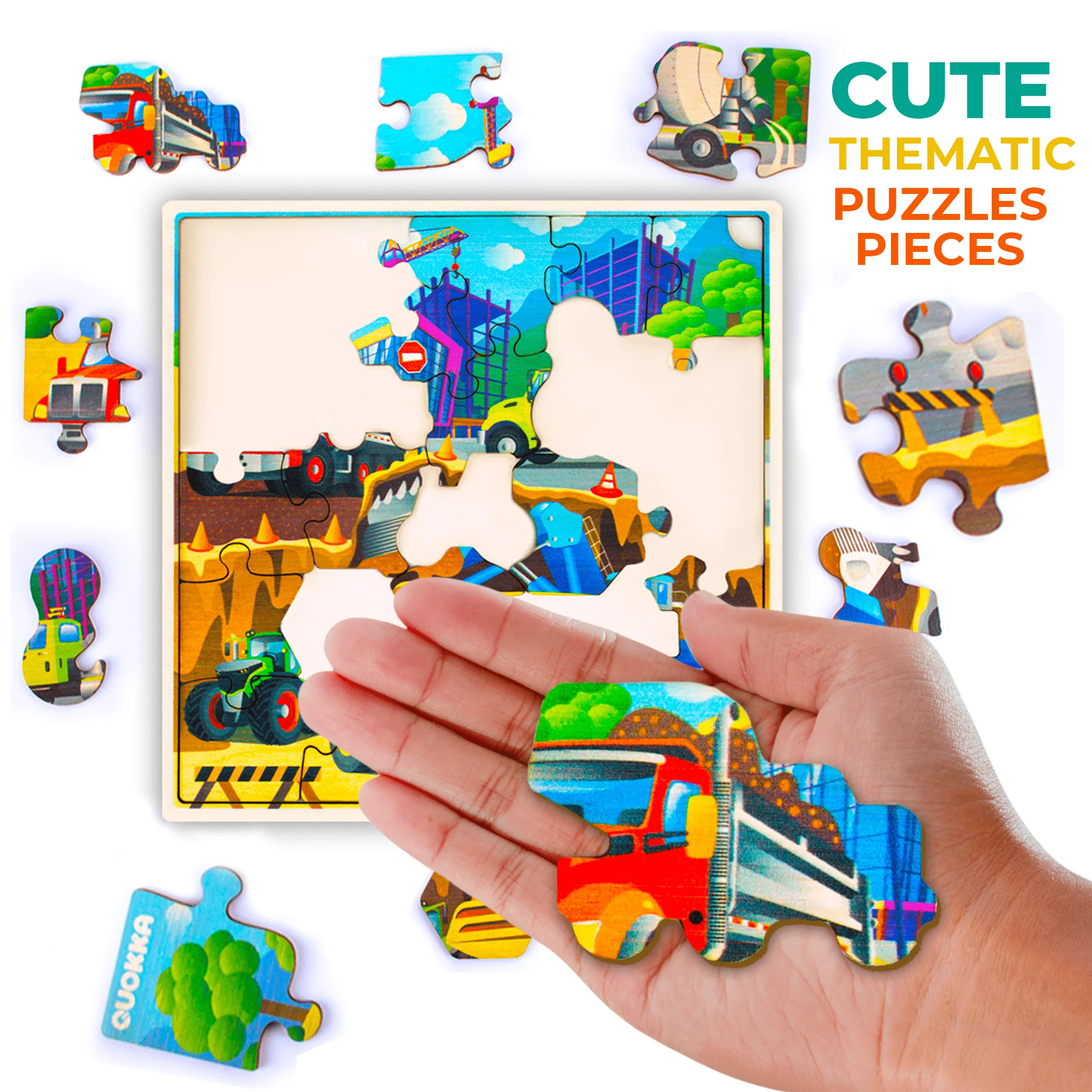 28 Pieces Wooden Puzzles for Kids | Transport - Image 4