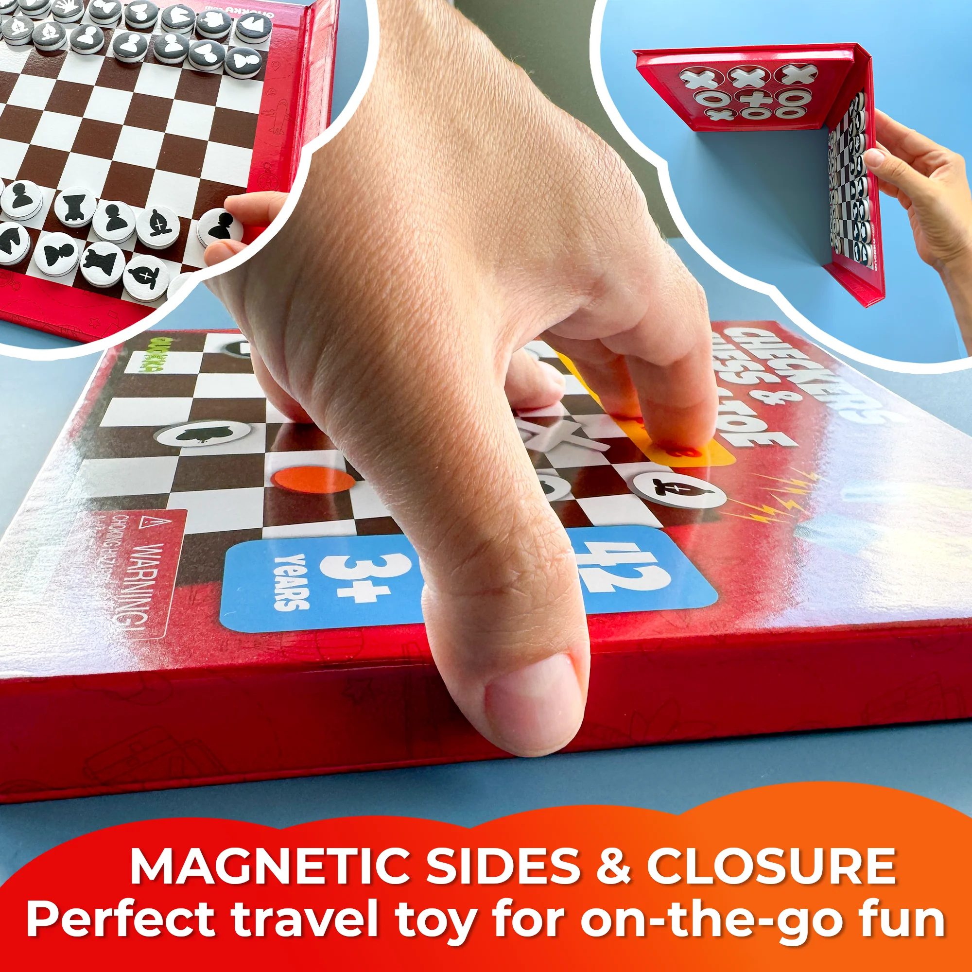 3 in 1 Chess Checkers Tic-Tac-Toe | Travel Games - Image 5