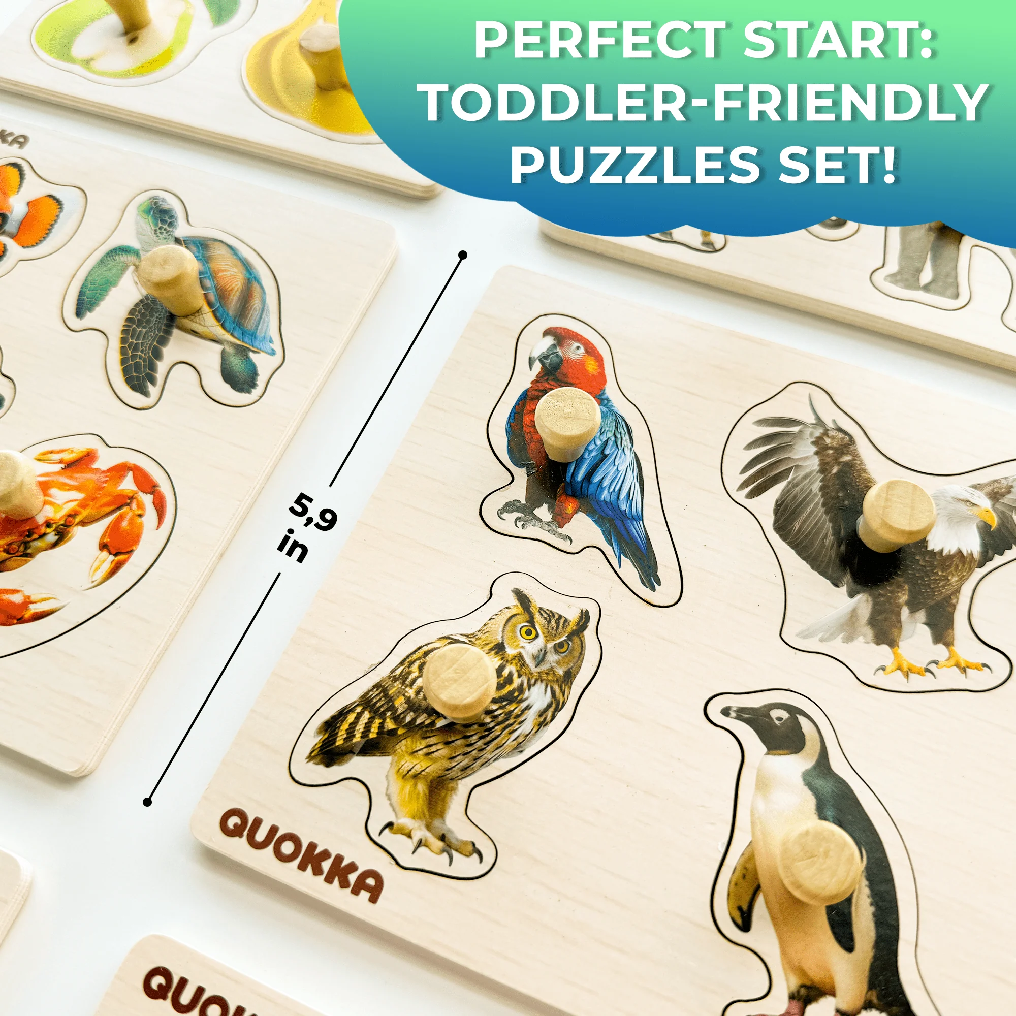 6 Set Realistic Wooden Puzzles for Toddlers | Animals, Fruits & Insects - Image 5