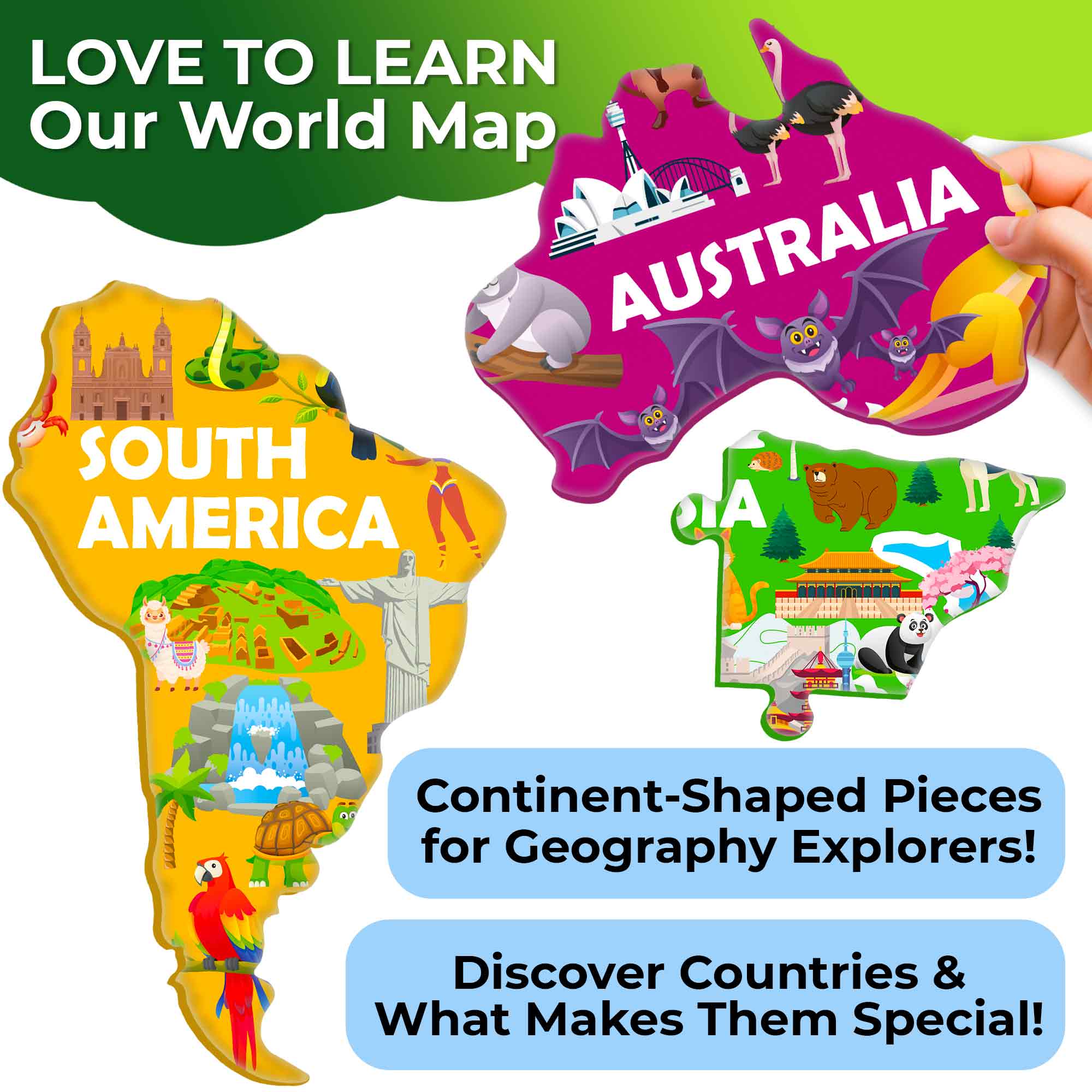 70 Piece Jigsaw Puzzles 50 Cards For Kids | World - Image 3