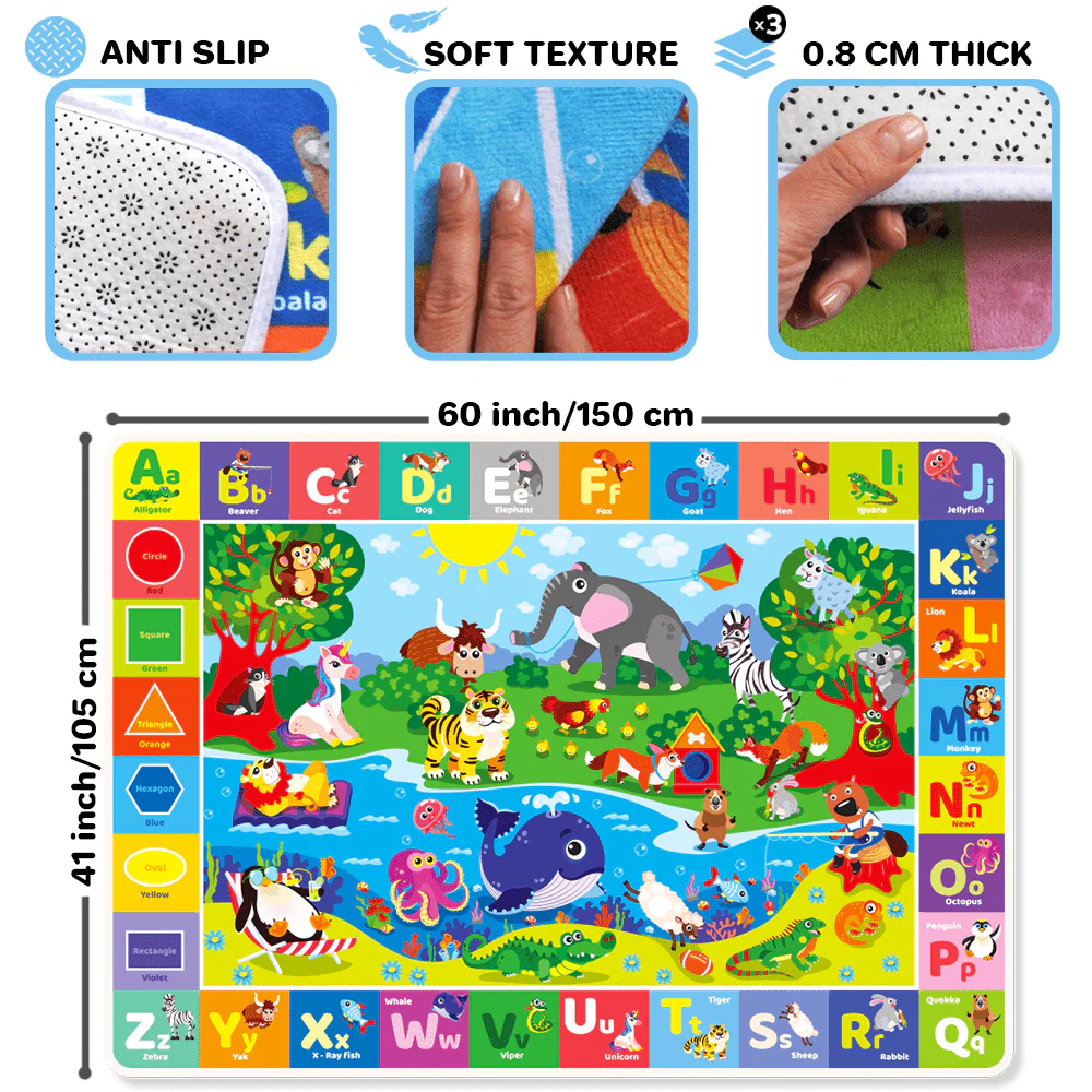 Baby Play Mat for Floor | Plush ABC Playmat for Toddlers - Image 3