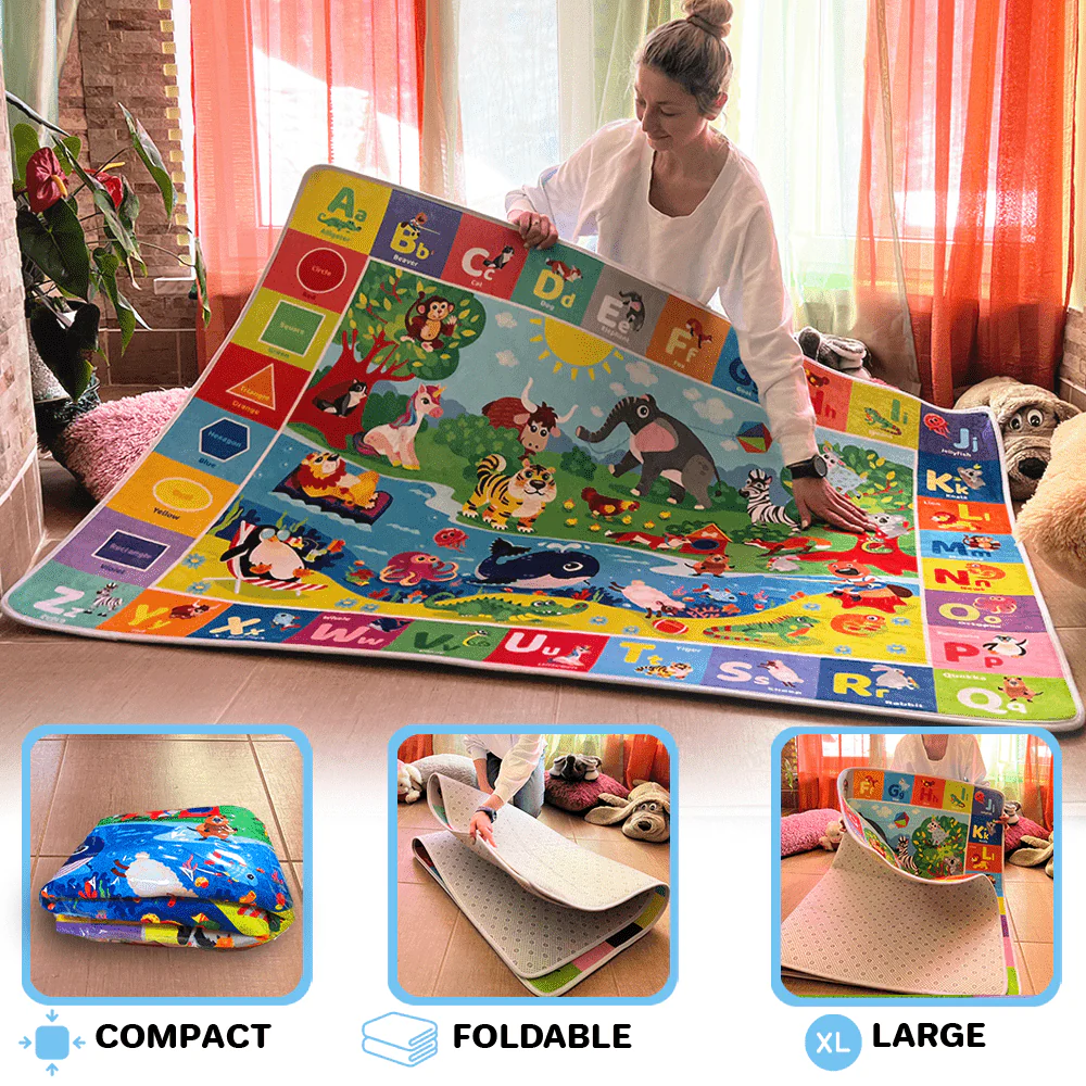Baby Play Mat for Floor | Plush ABC Playmat for Toddlers - Image 4