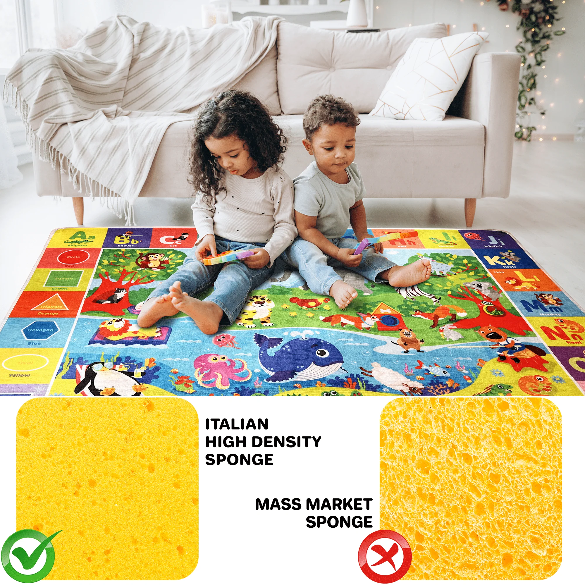 Baby Play Mat for Floor | Plush ABC Playmat for Toddlers - Image 5