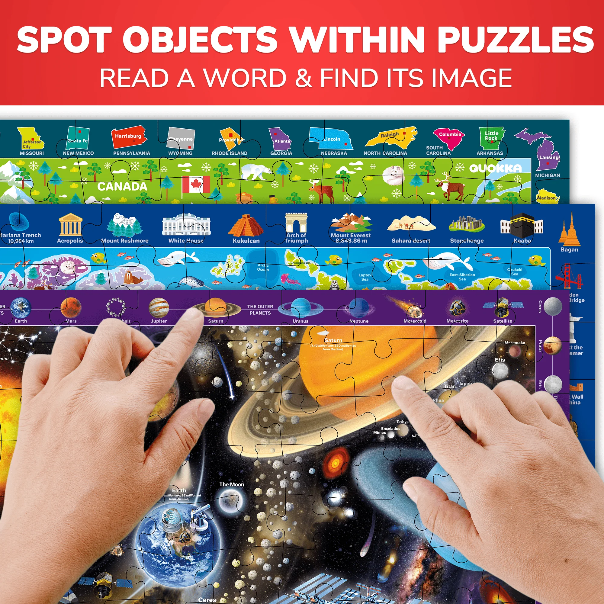 Bundle Set of 7 Puzzles for Kids | Maps, Animals, City Life - Image 4