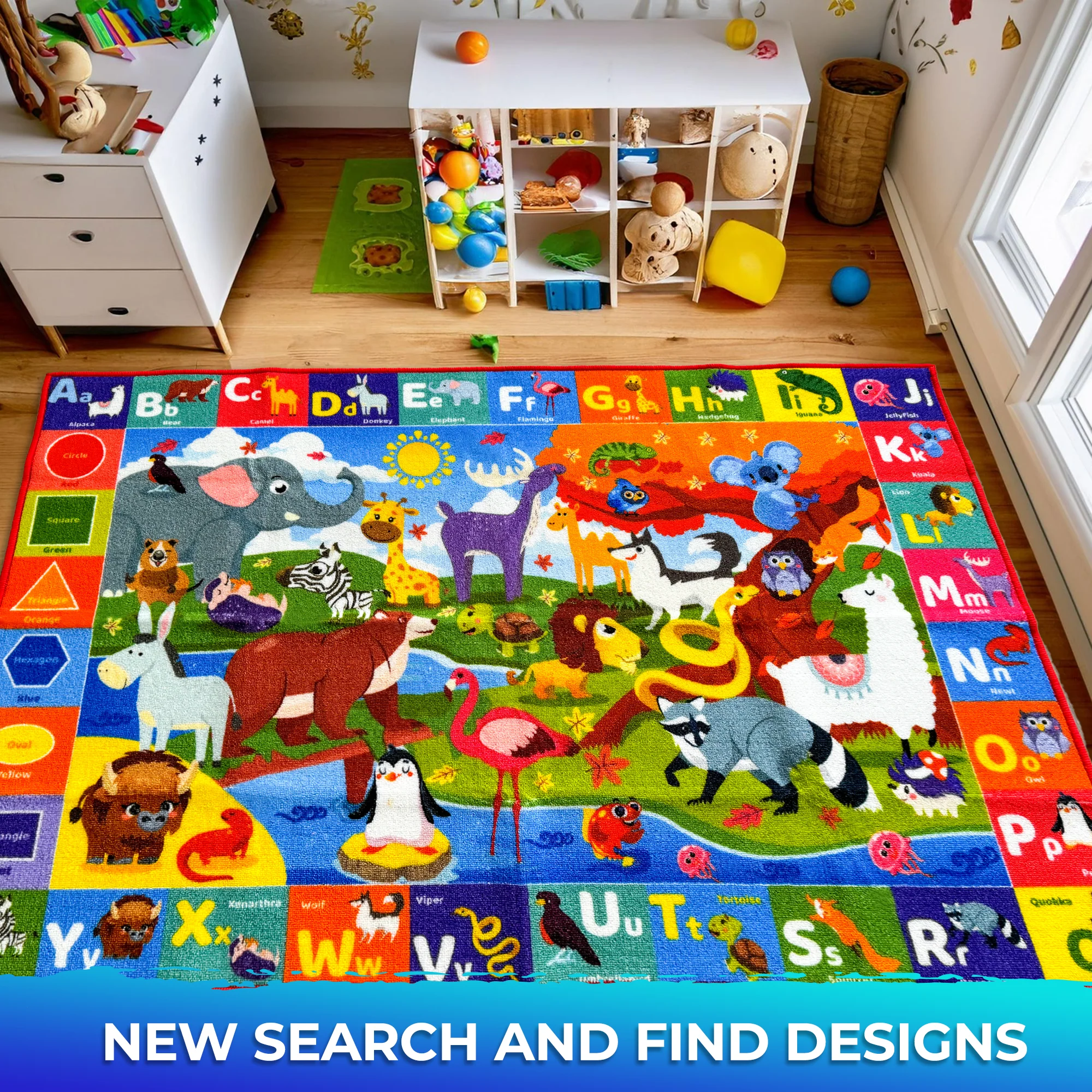 Classroom Rug for Kids 79x60 ABC Rugs Animals - Image 4