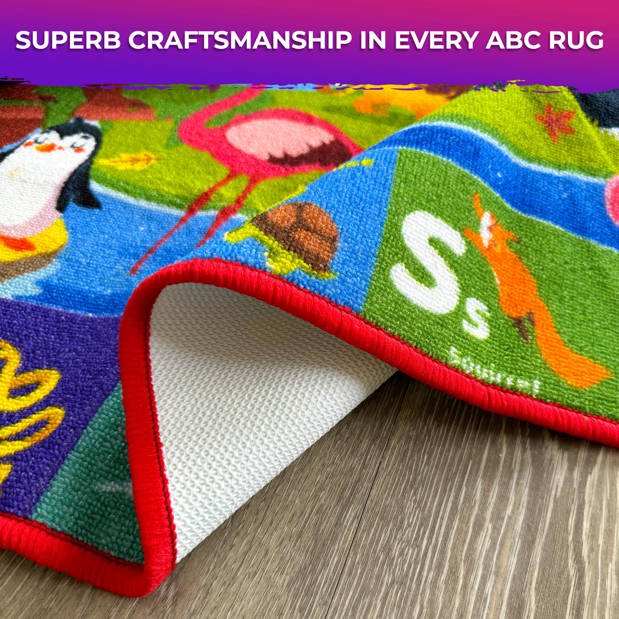 Classroom Rug for Kids 79x60 ABC Rugs Animals - Image 5