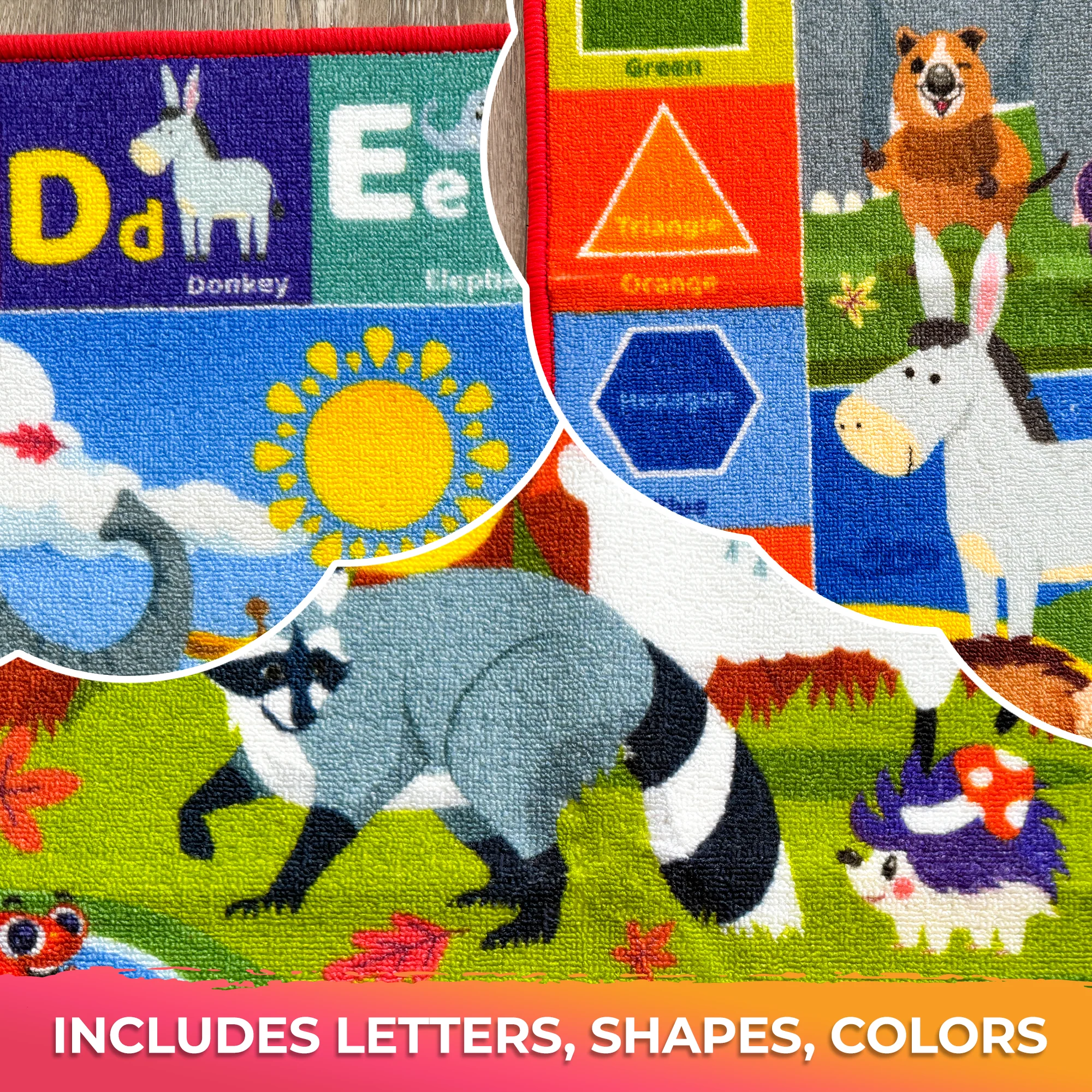 Classroom Rug for Kids 79x60 ABC Rugs Animals - Image 6