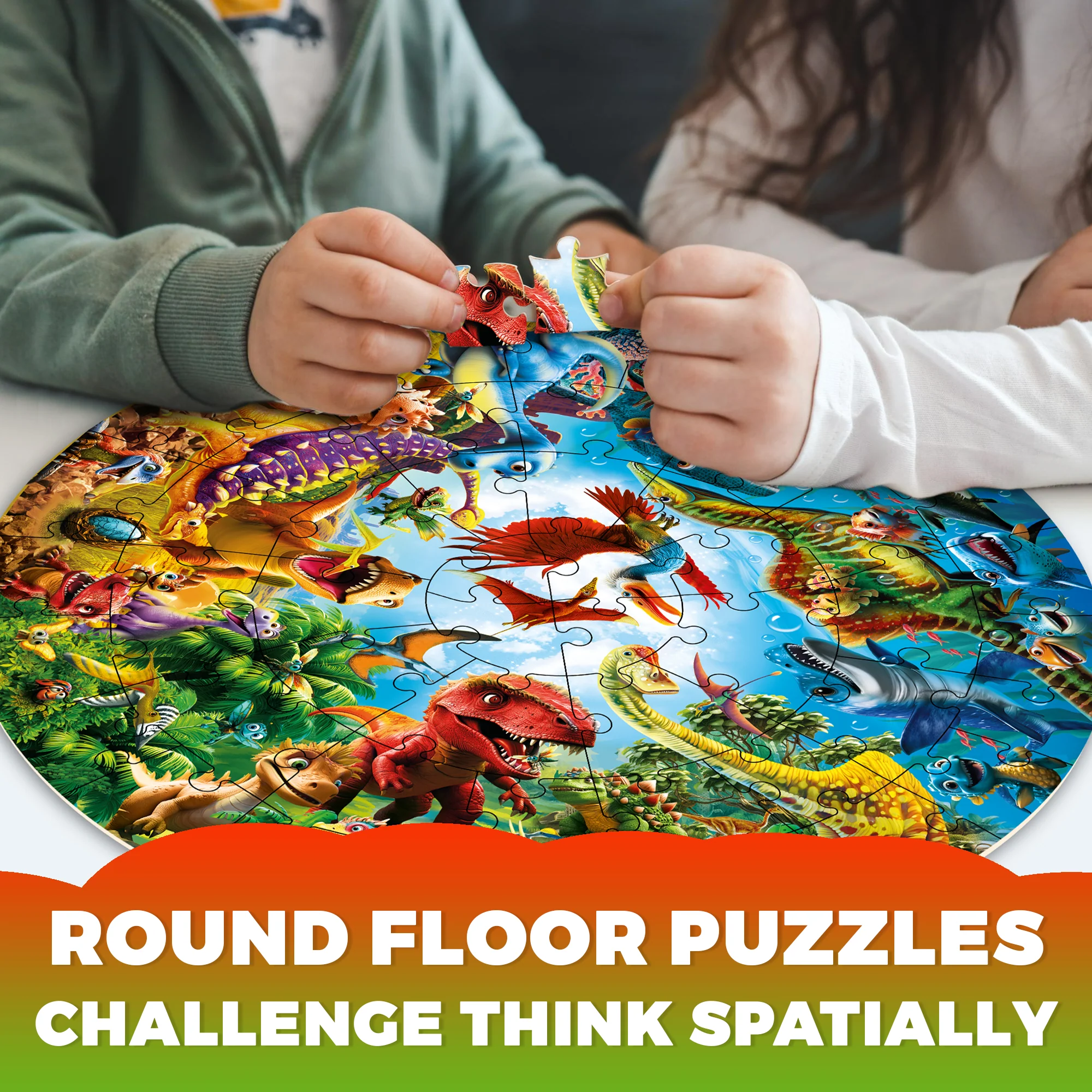 48 Pcs Round Giant Puzzles for Kids Ages 4-6 | Dino - Image 5