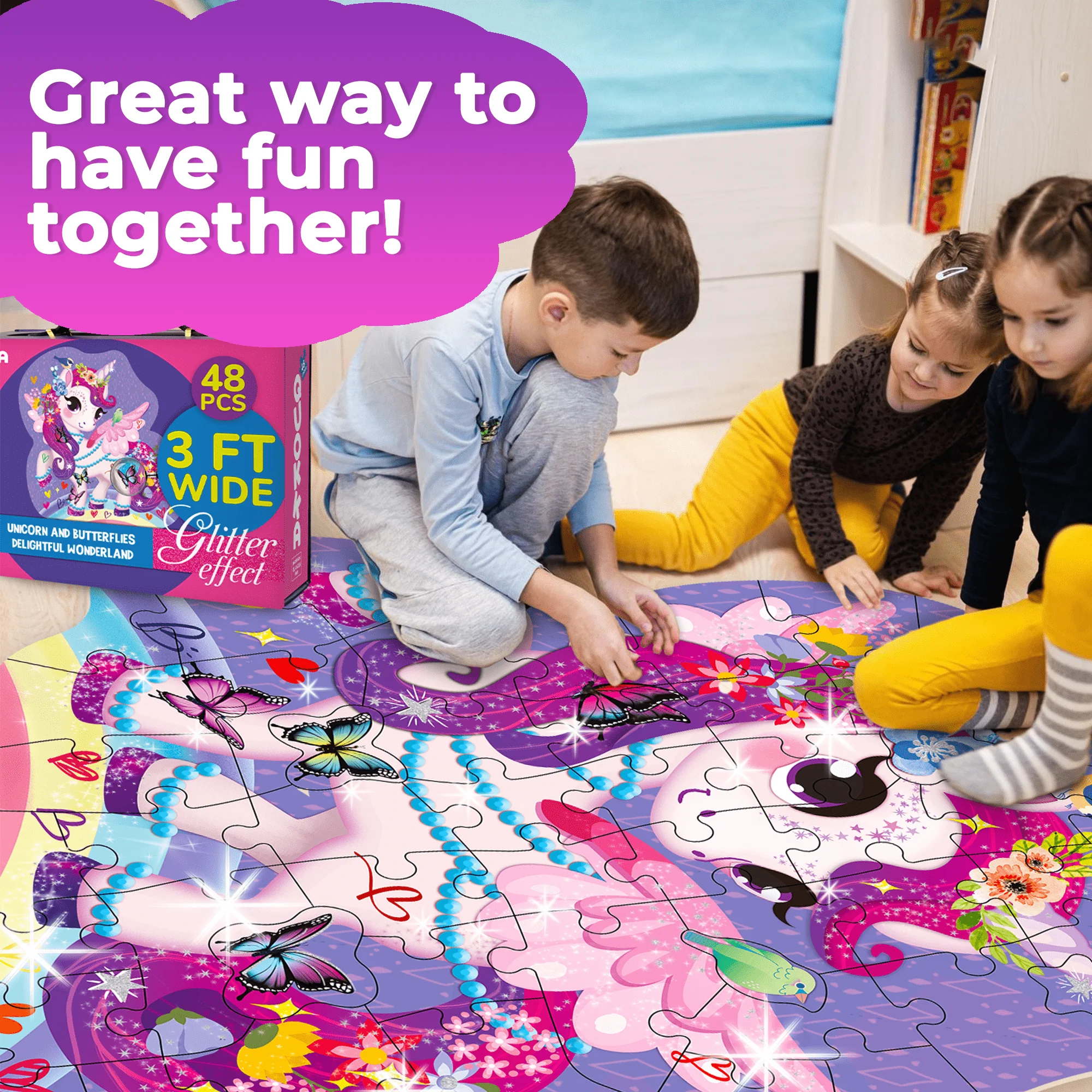 2x3 FT Glitter Giant Floor Puzzles for Kids | Unicorn - Image 6