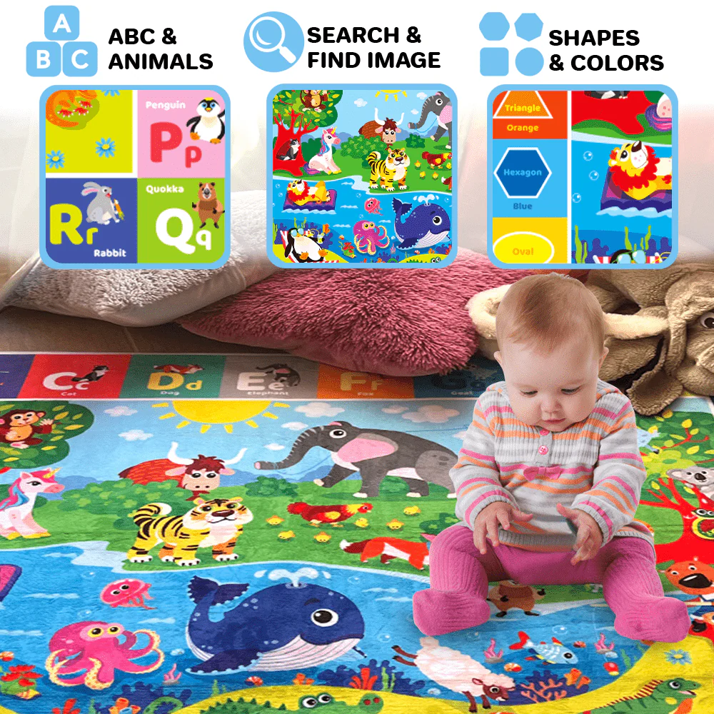 Large Baby Play Mat for Floor | Plush ABC Playmat for Toddlers - Image 3
