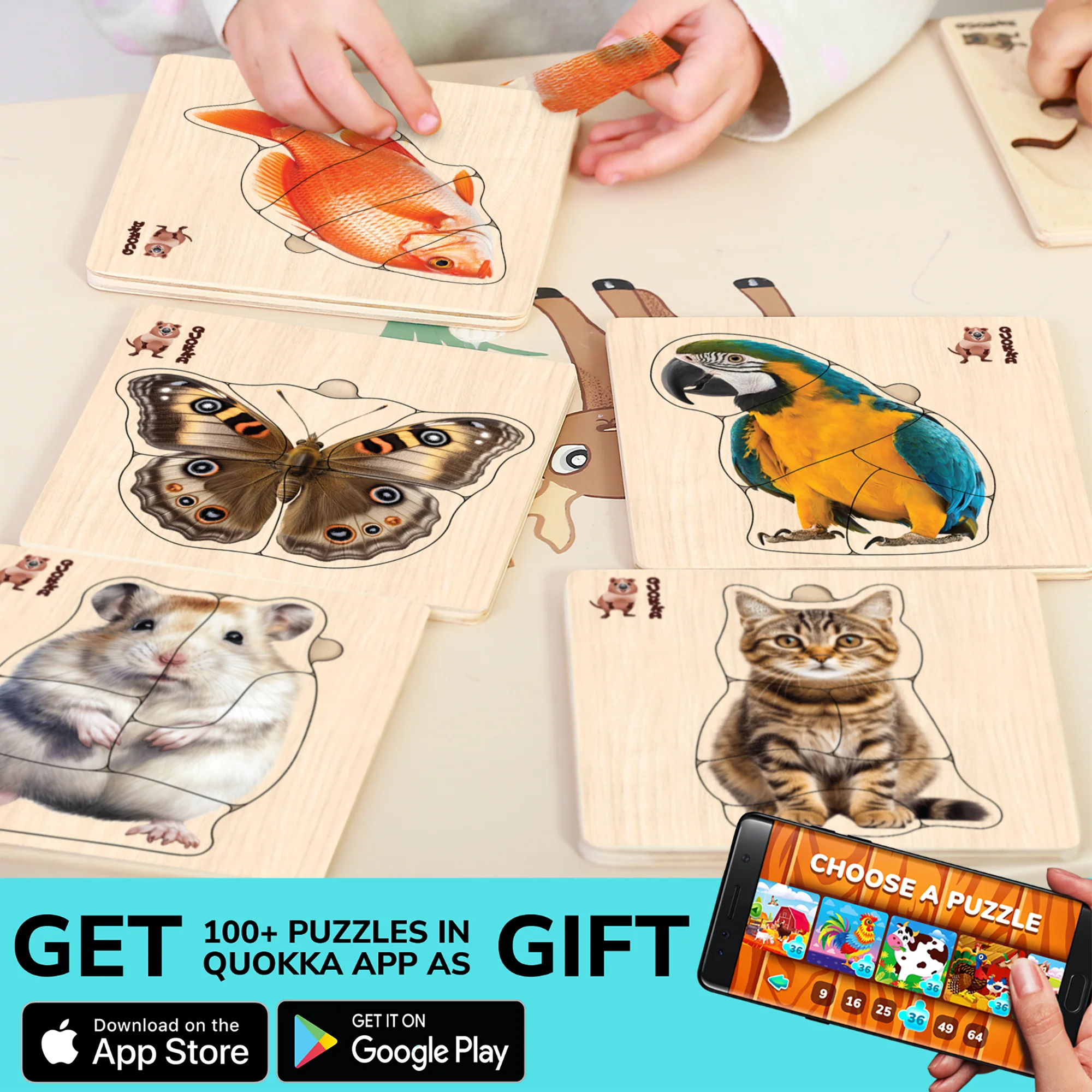 6 Set Realistic Wooden Puzzles for Toddlers | Animals - Image 6