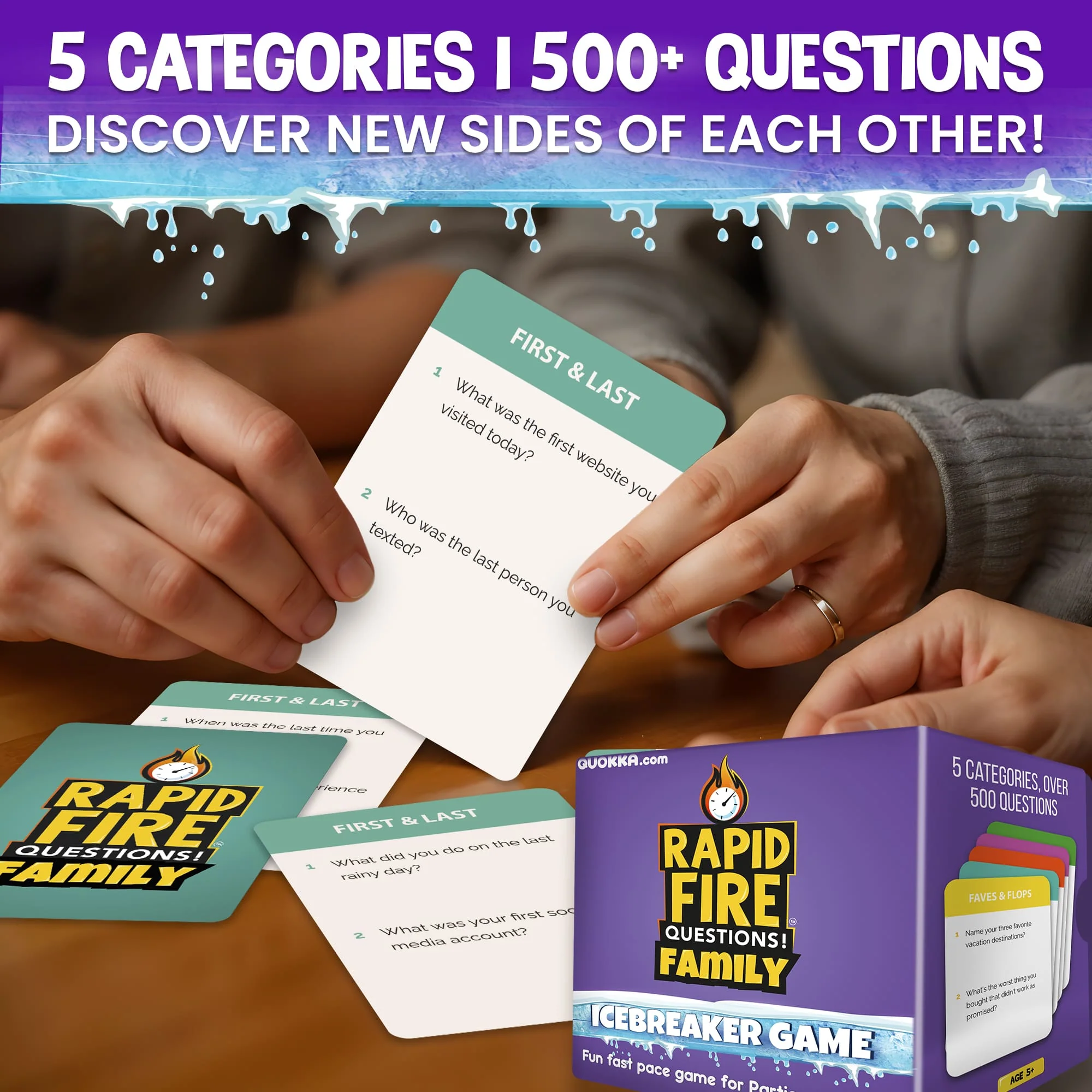 Rapid Fire Family Conversation Cards Game I 250 Cards - Image 2