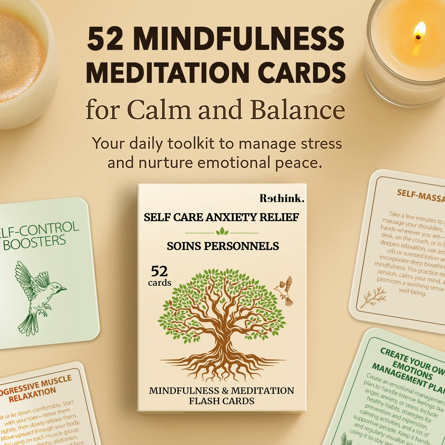 Self-Care & Anxiety Relief – 52 Mindfulness Cards for Emotional Balance - Image 6