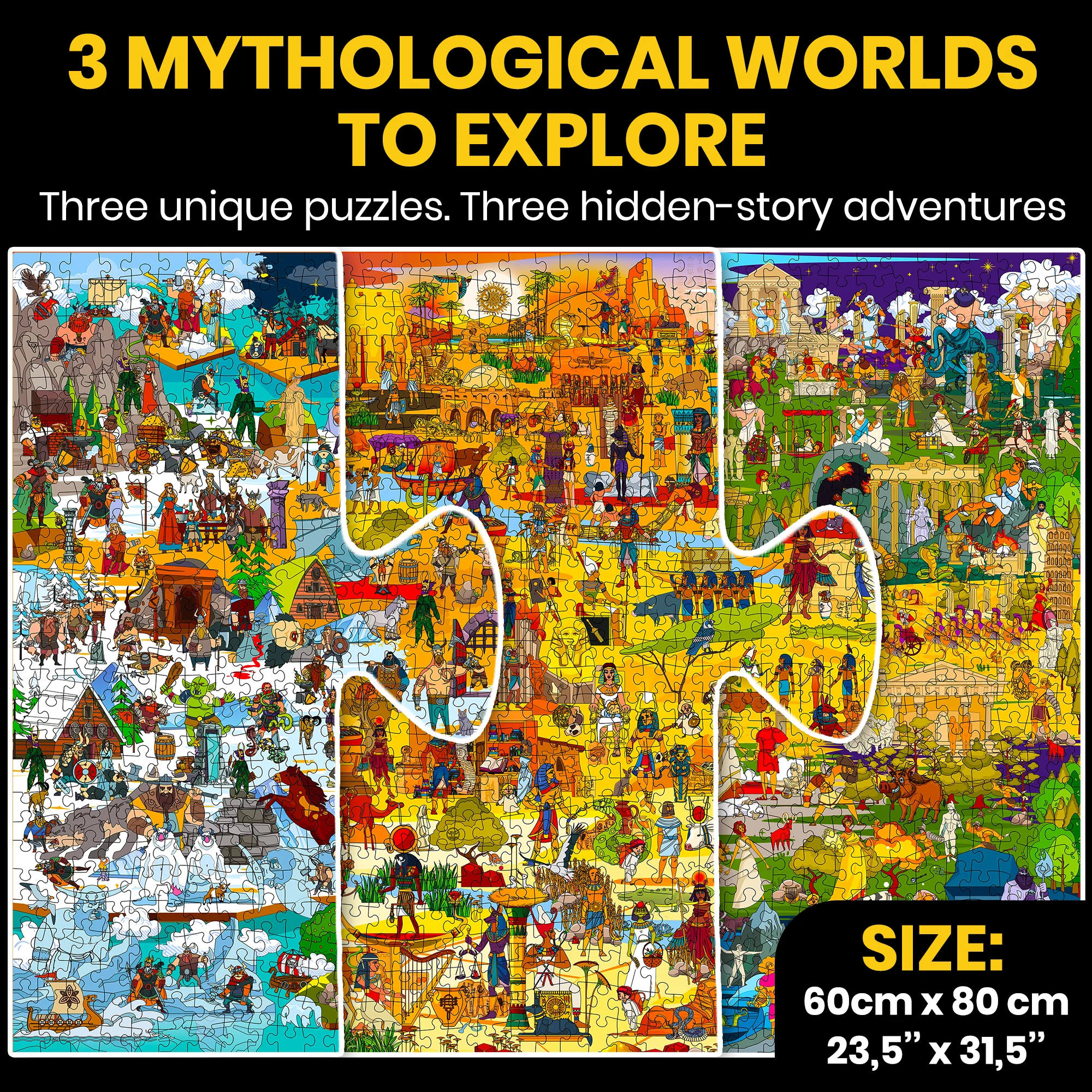 Set 3x1000 Pcs Puzzle for Adults of Ancient Myths and Legends - Image 2