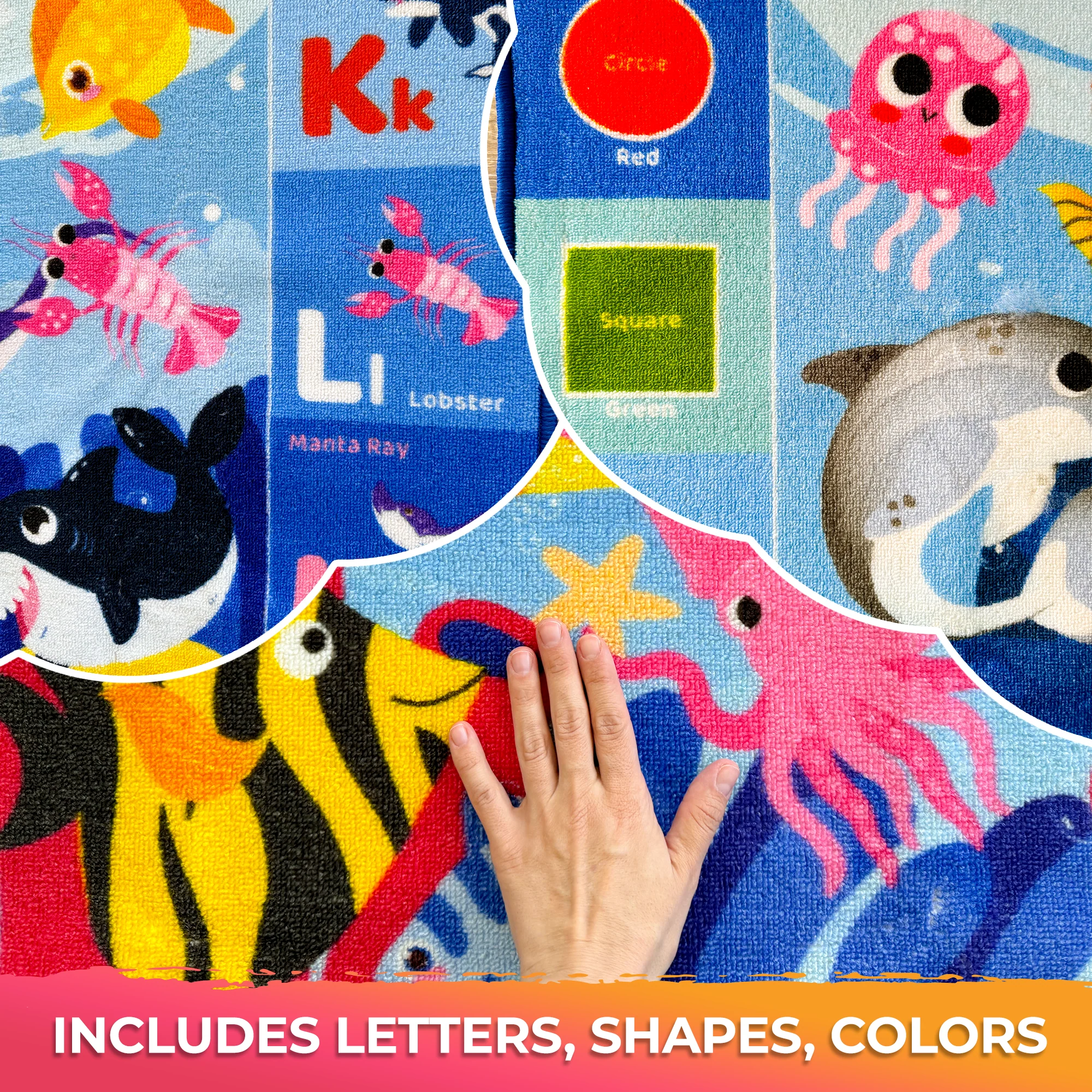 Small Classroom Ocean Rug for Kids - 59x39 ABC Rugs for Playroom - Image 6